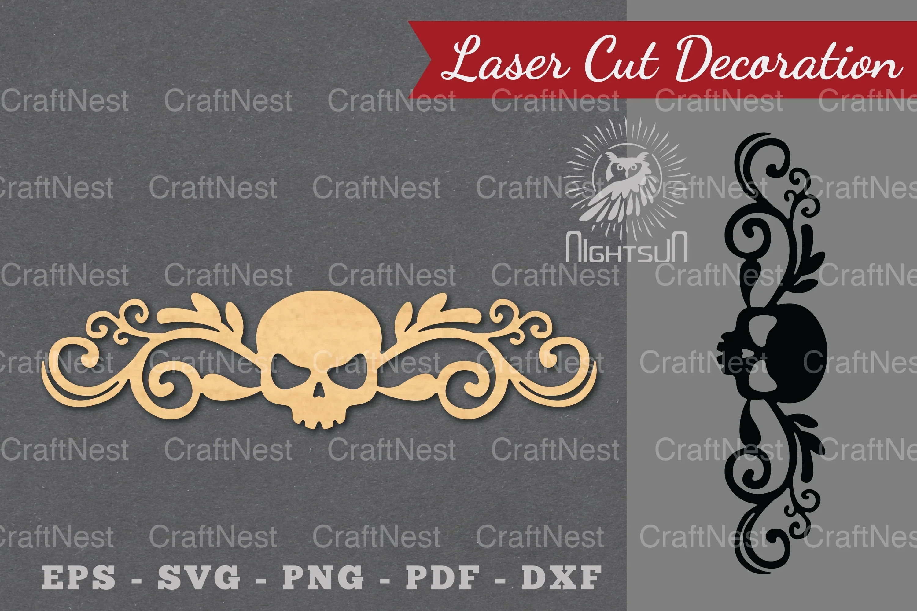Border Skull Laser Cut Decoration Clipart Bundle