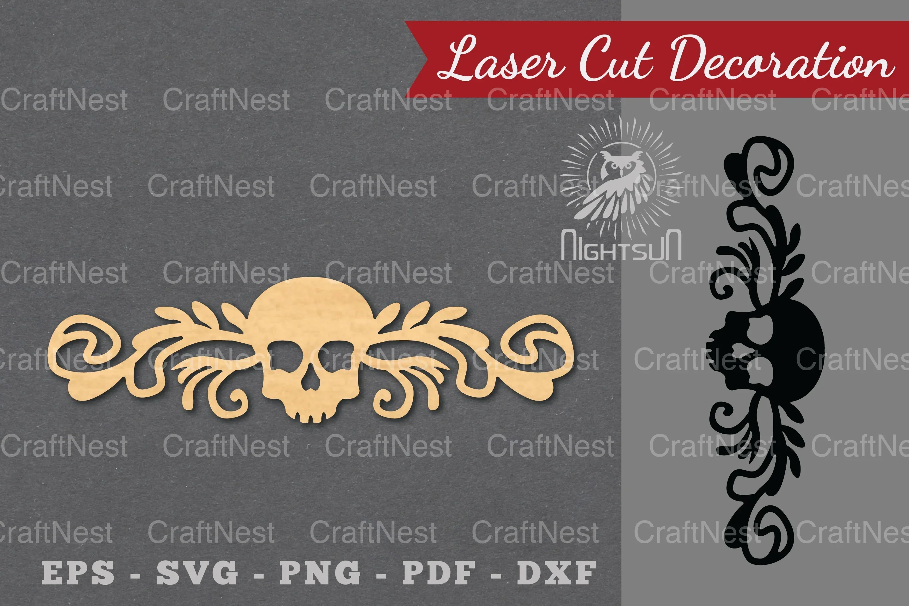 Border Skull Laser Cut Decoration Clipart Bundle