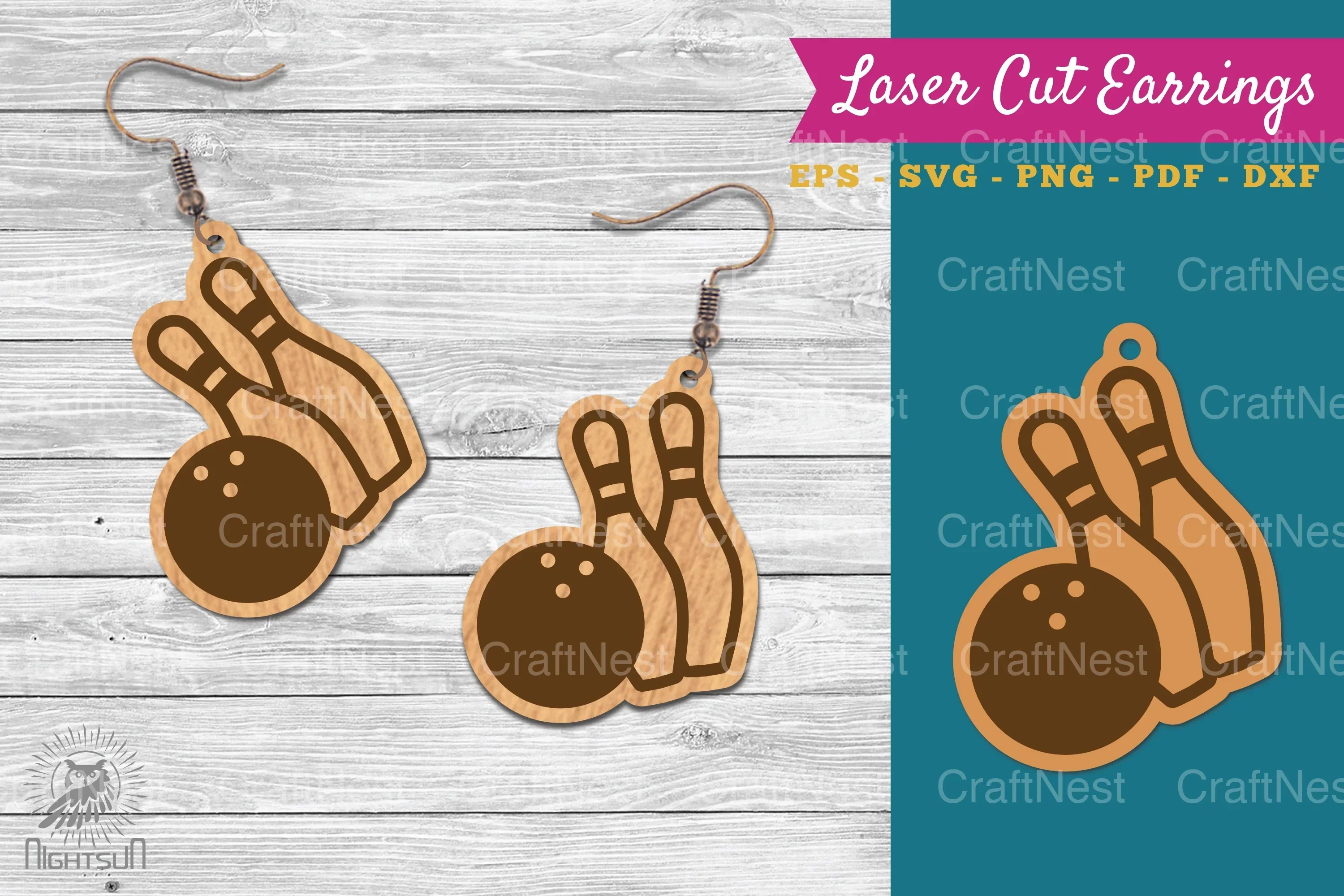 Bowling Ball Laser Cut Earrings Clipart Bundle