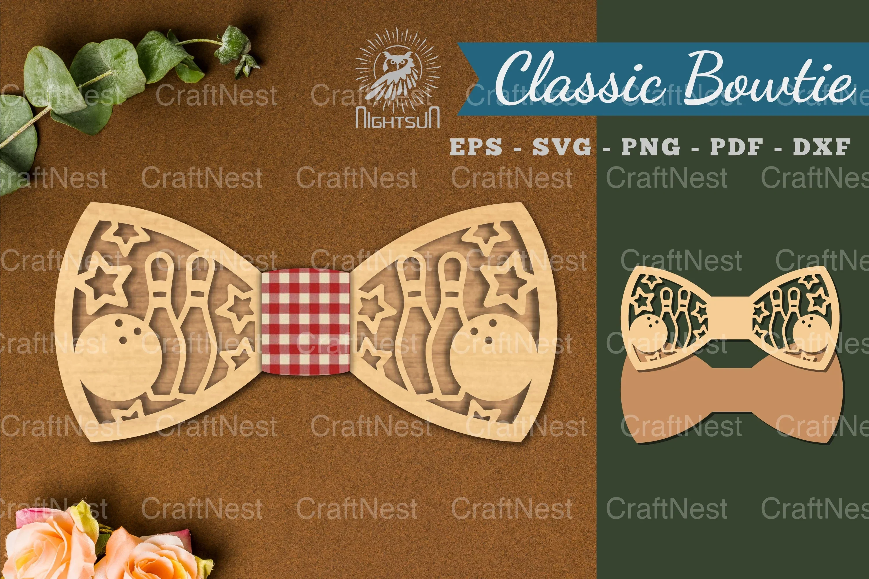 Bowling Laser Cut Bowtie Clipart Bundle