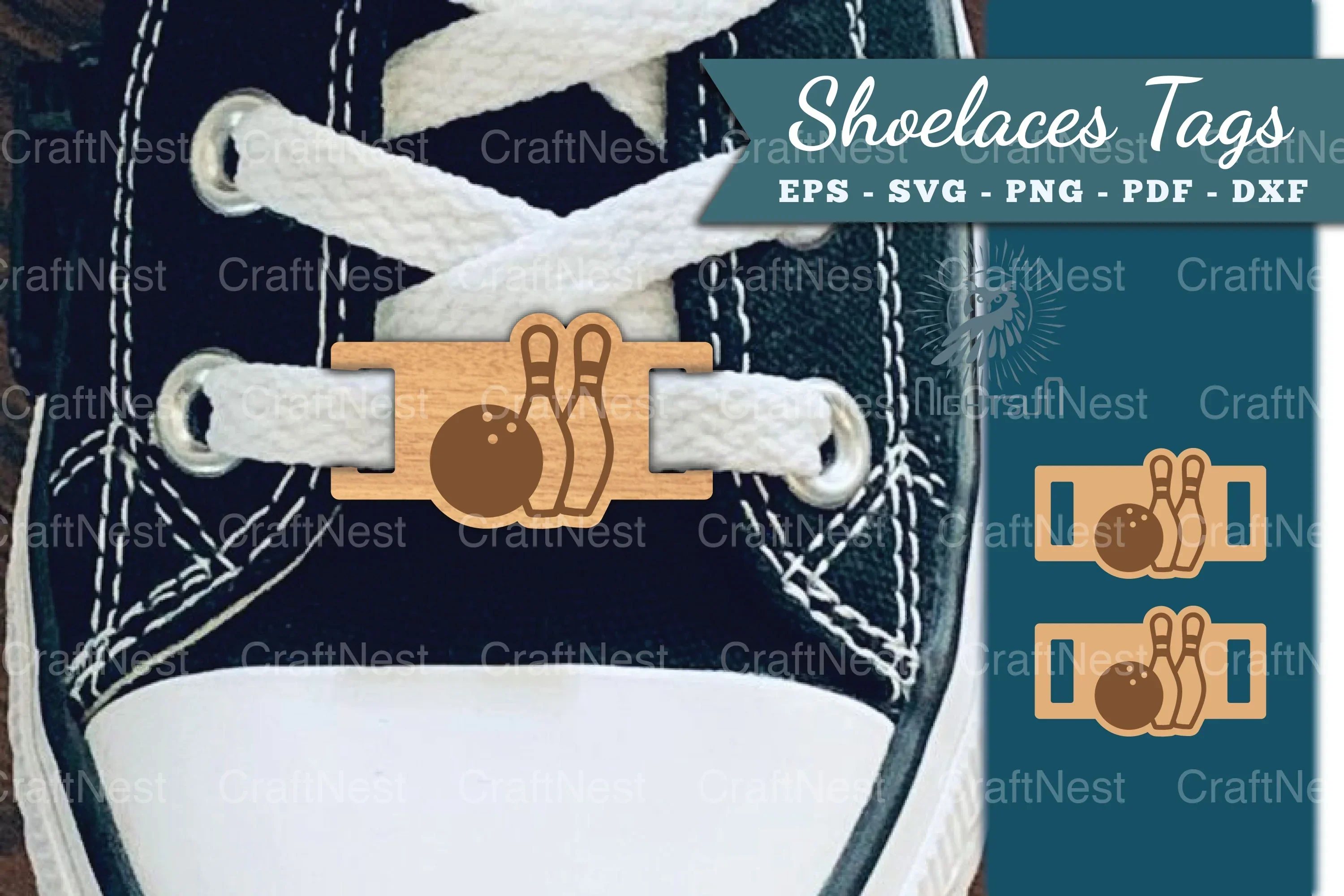 Bowling Shoelaces Tags Laser Cut SVG Bundle