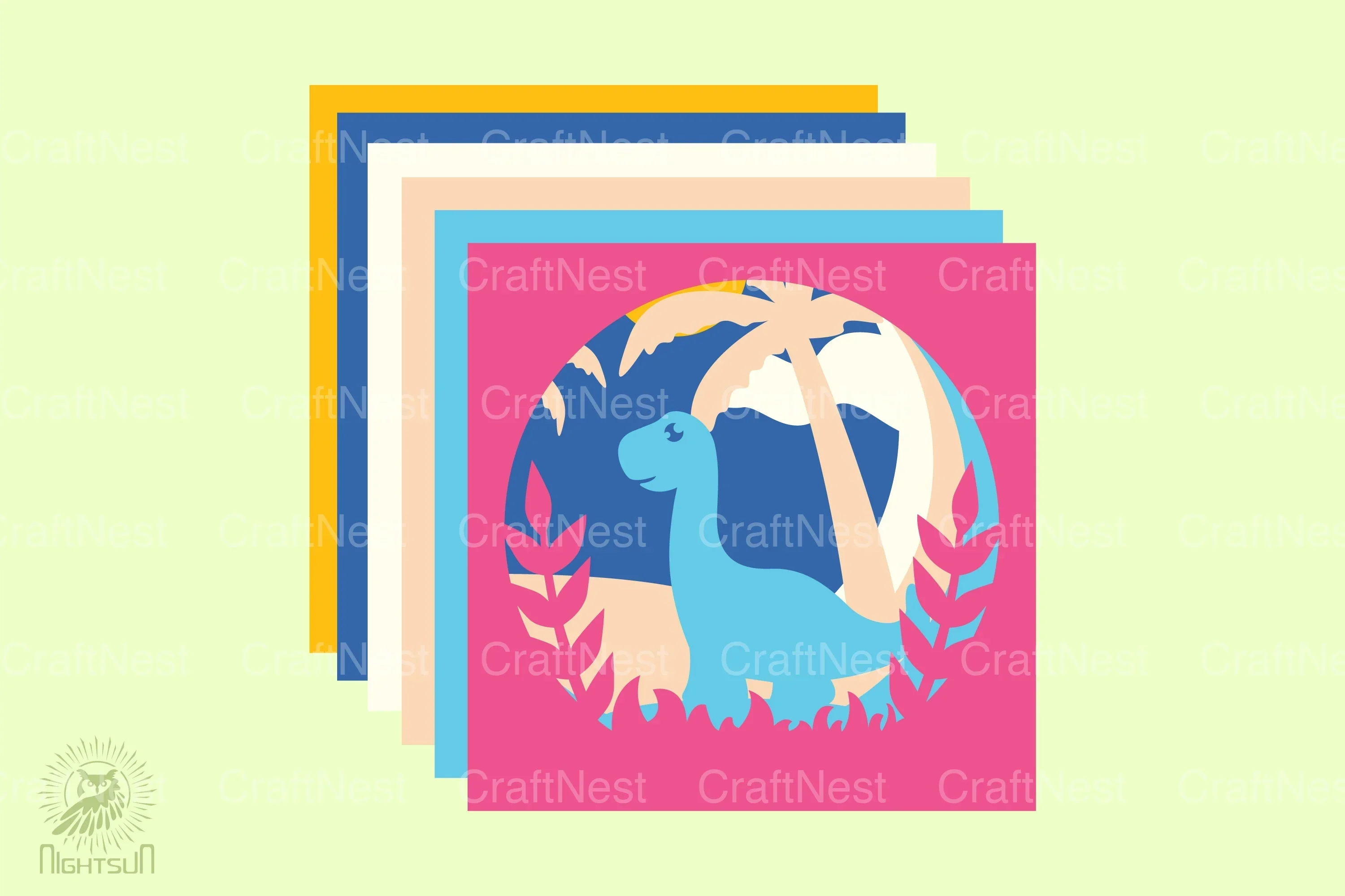 Brontosaurus 3D Layered Papercut Clipart Bundle - Image 2