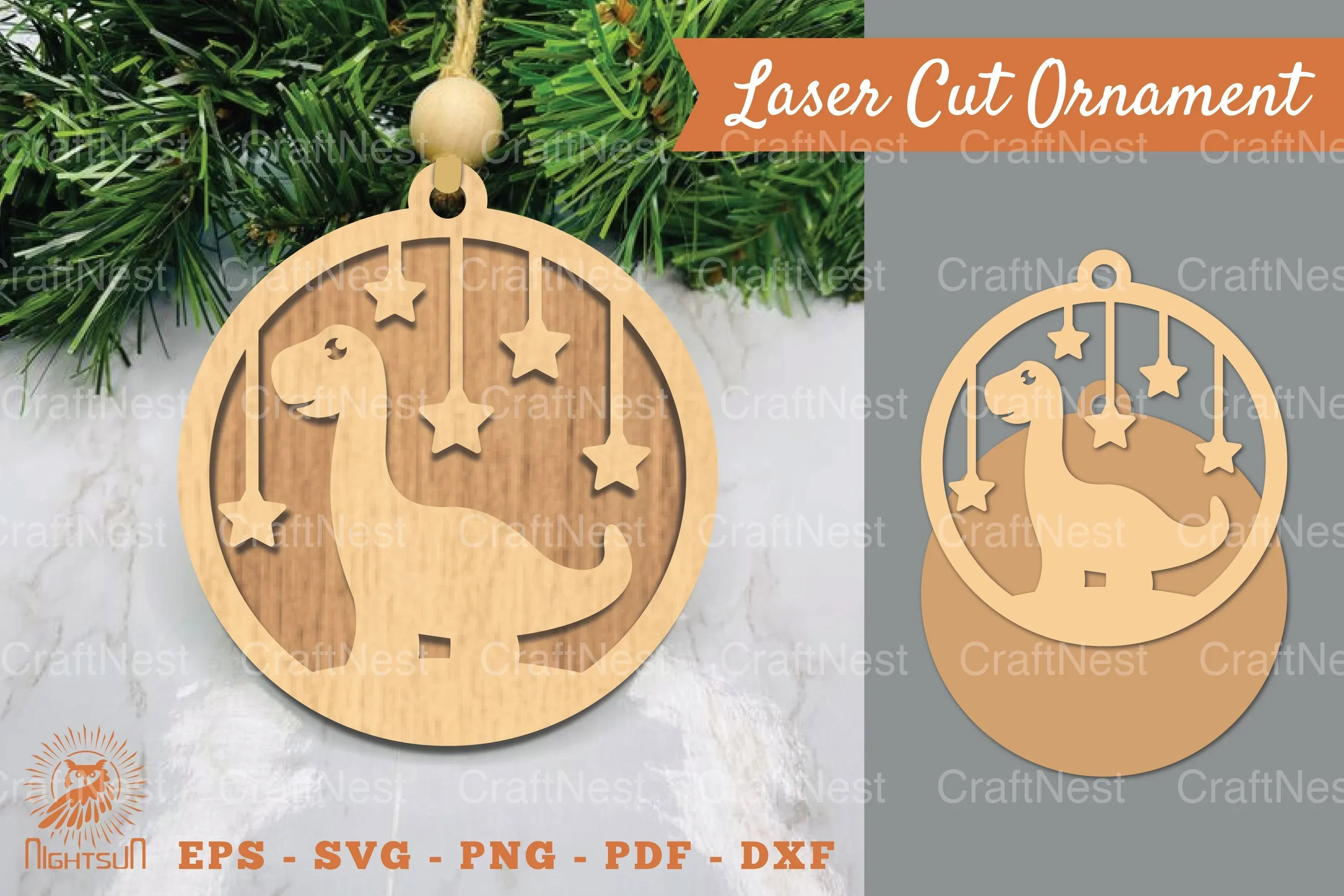 Brontosaurus Laser Cut Ornament Clipart Bundle