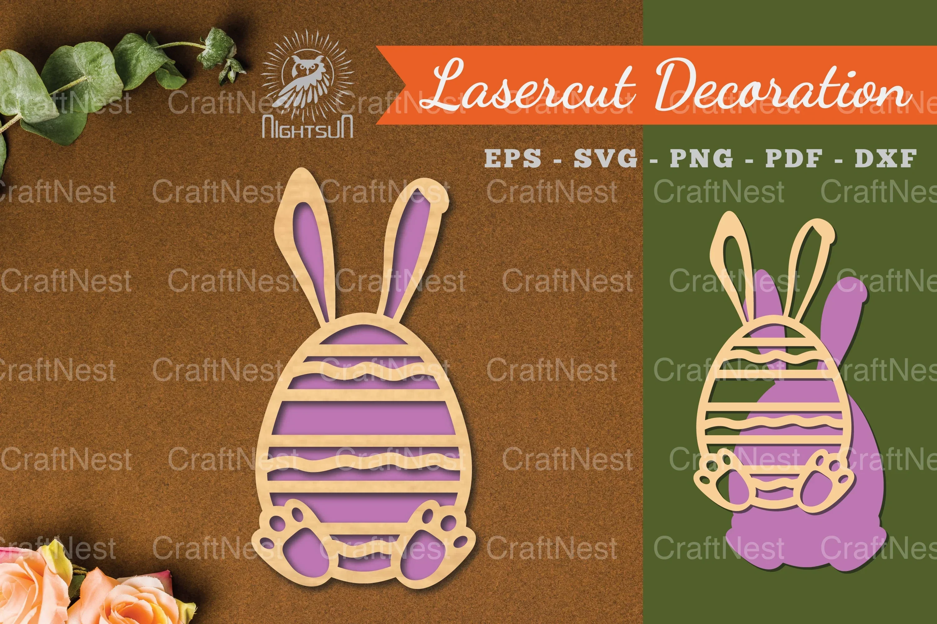Bunny Egg Laser Cut Decoration Clipart Bundle