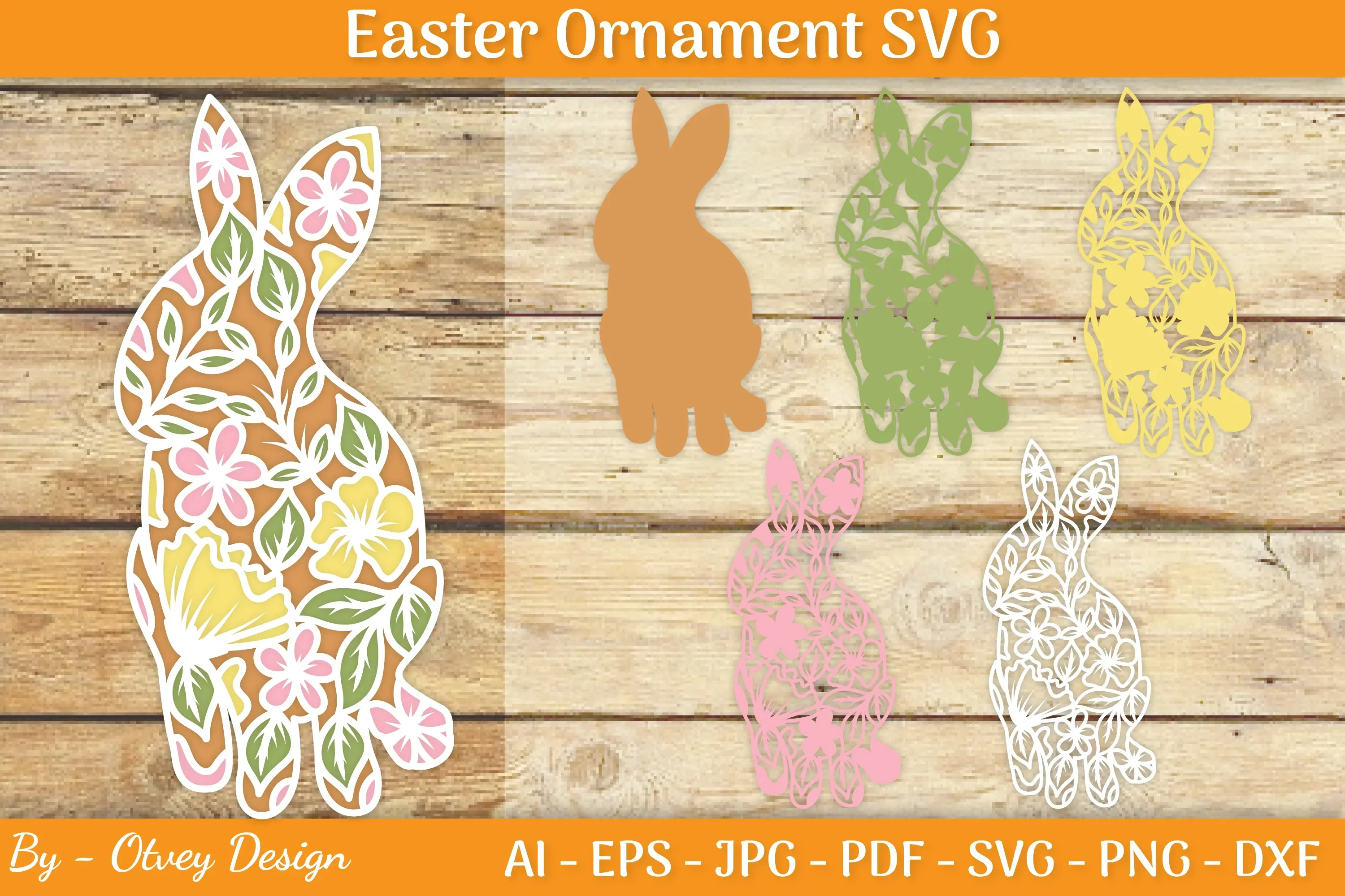 Bunny Flower Layered Papercut SVG Bundle