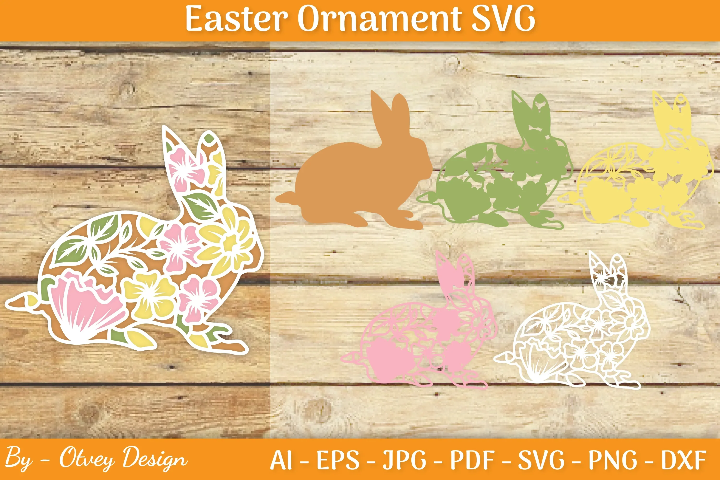 Bunny Flower Layered Papercut SVG Bundle