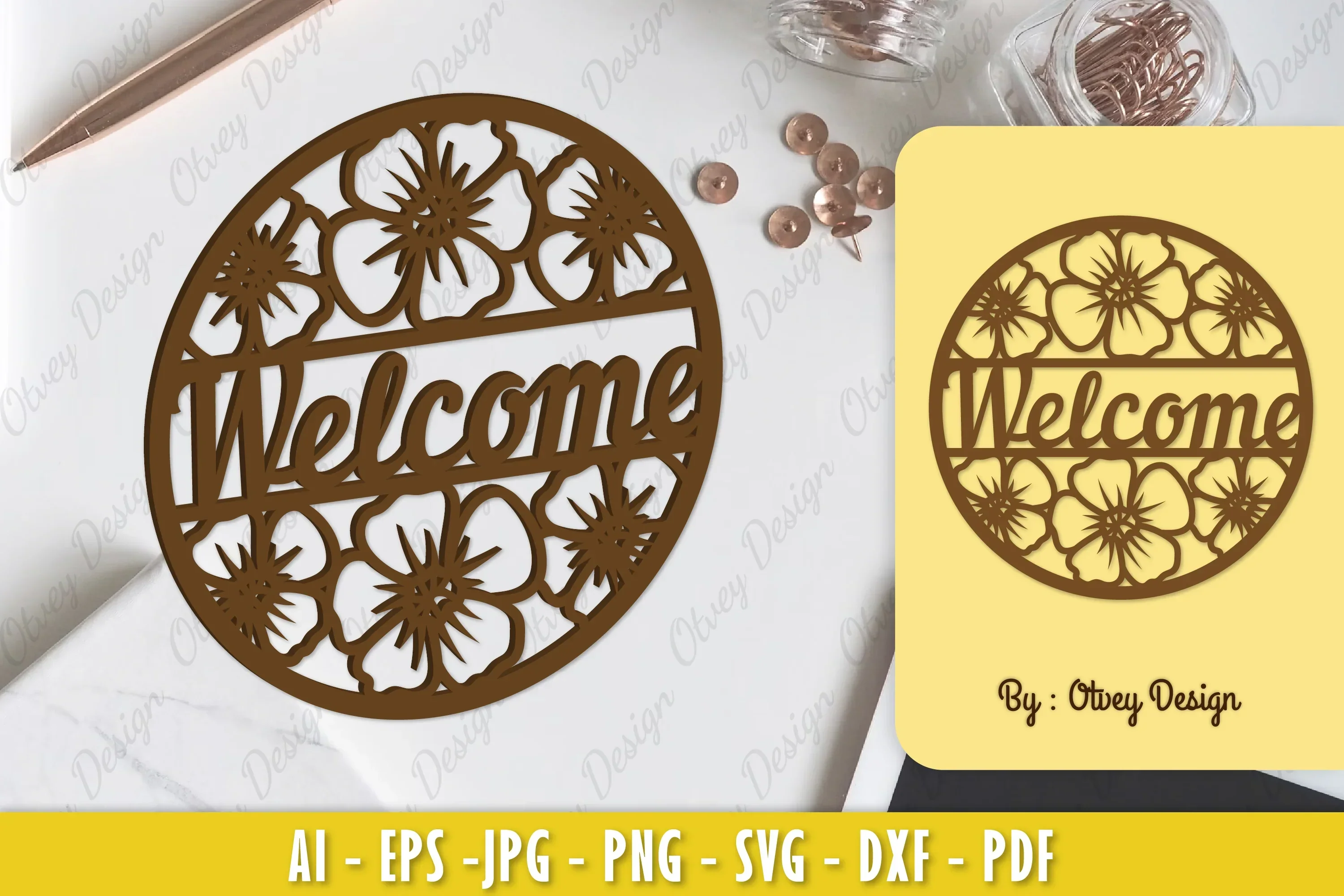 Buttercup Flower Welcome Sign SVG Bundle