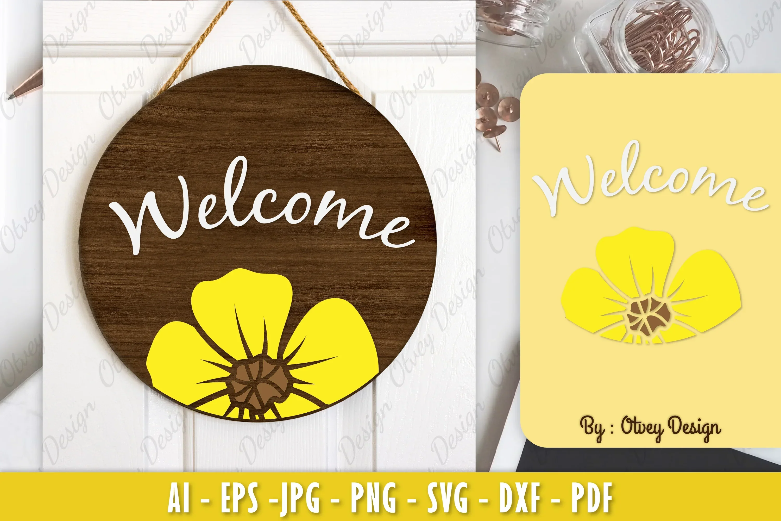 Buttercup Flower Welcome Sign SVG Bundle