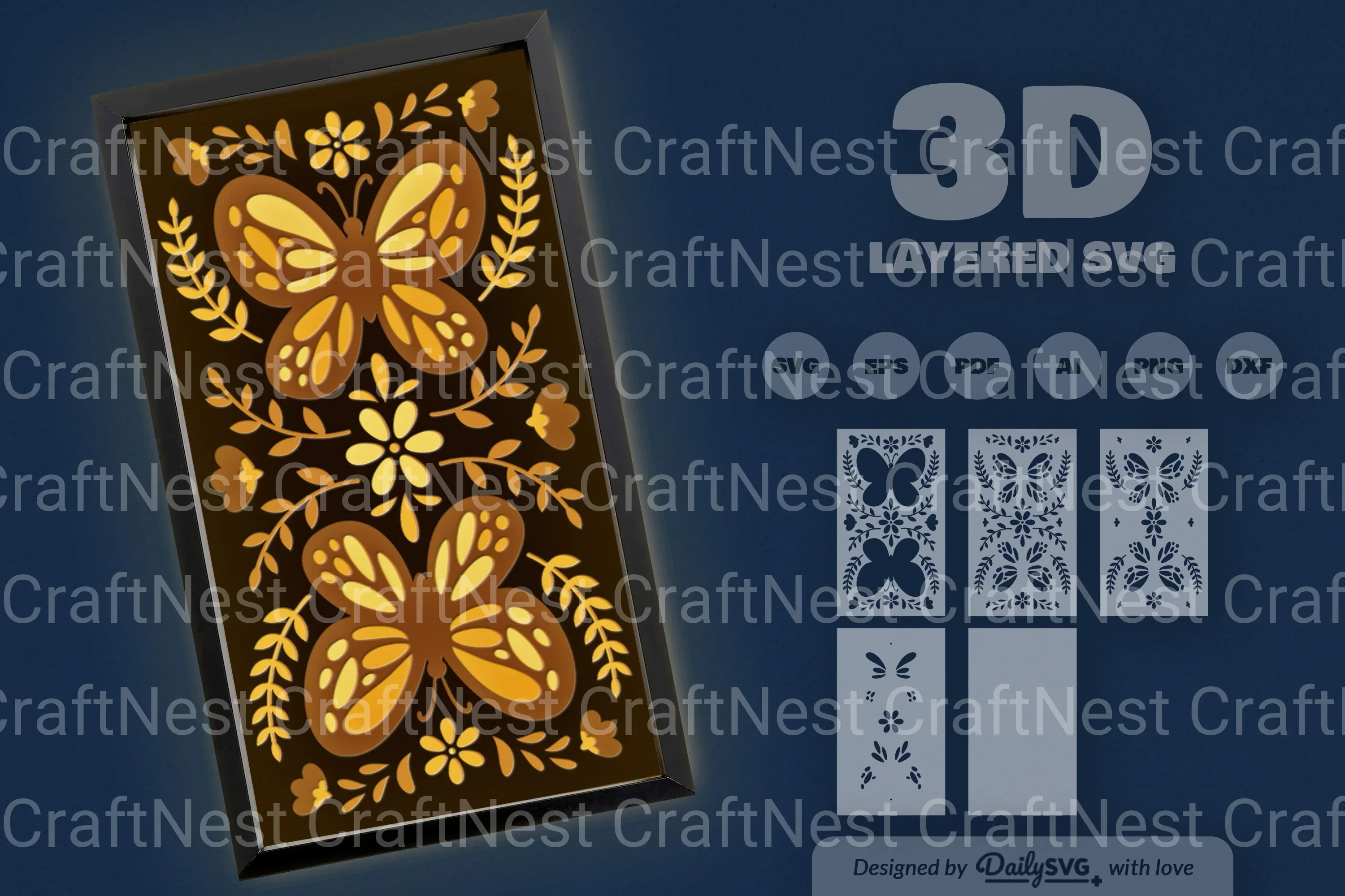 Butterflies Folk Art Papercut SVG Bundle - Image 3