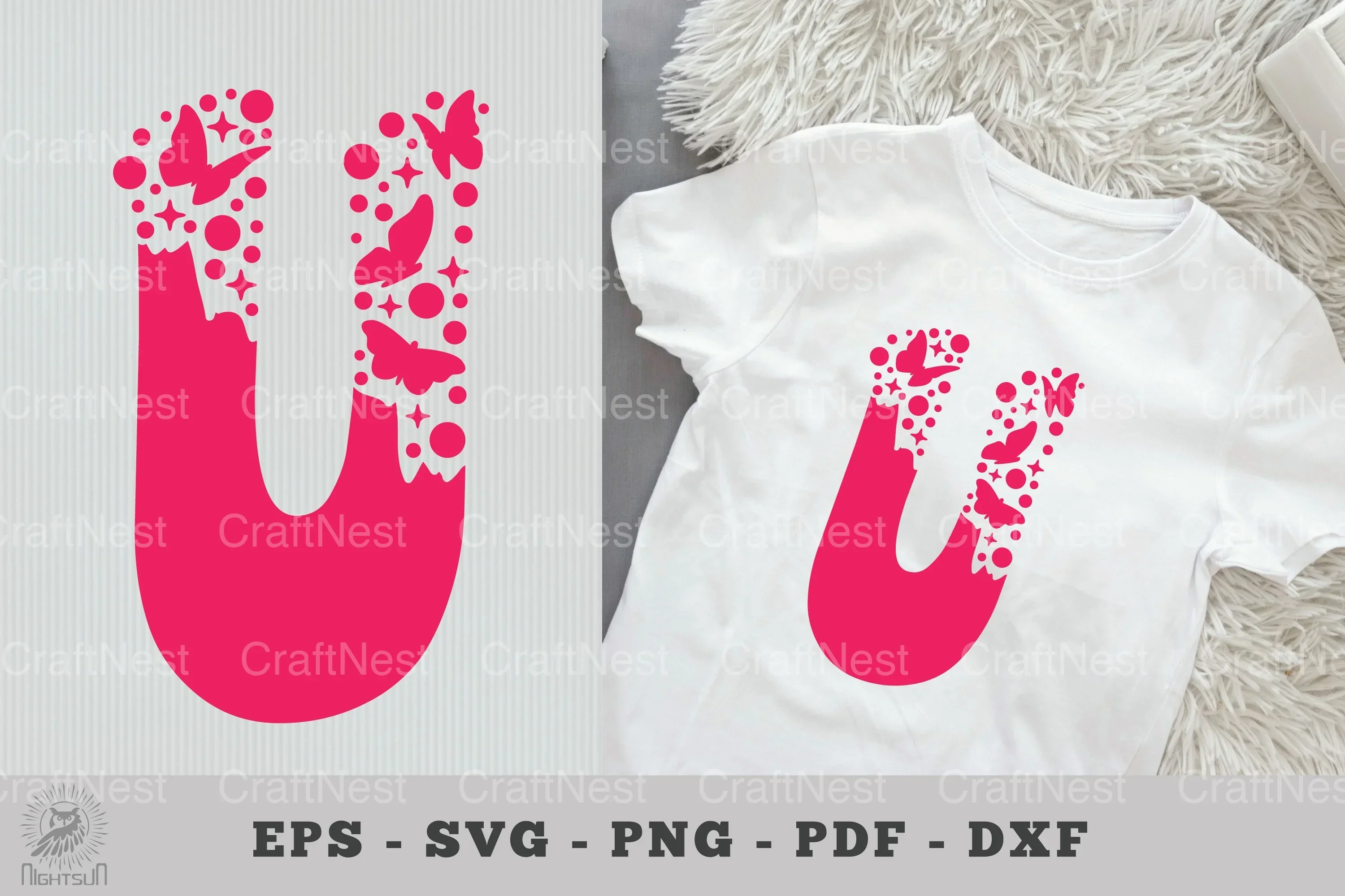 Butterfly Alphabet Letter U Clipart Bundle