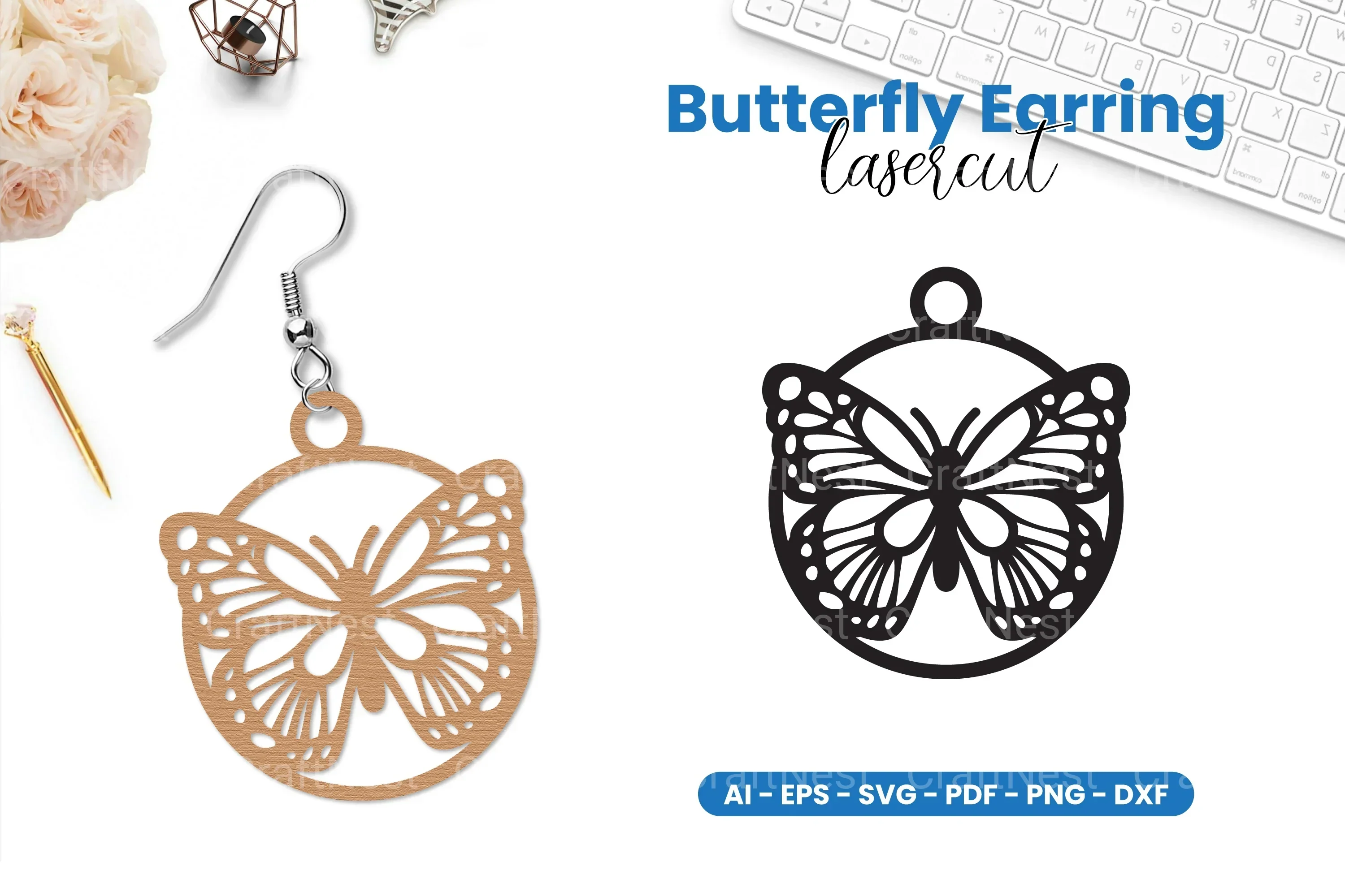 Butterfly Earring Lasercut SVG Bundle Clipart