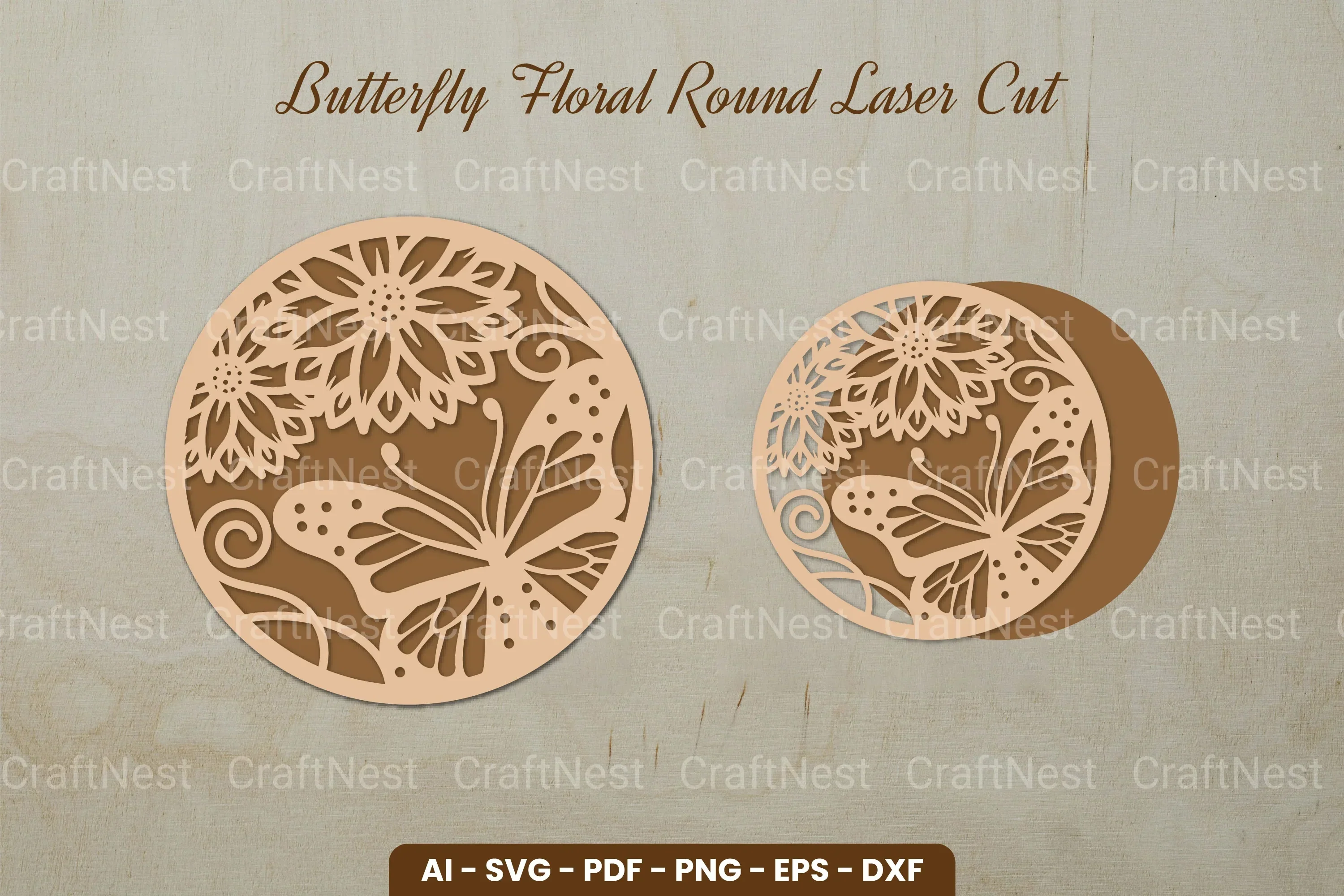 Butterfly Floral Round Laser Cut SVG Bundle