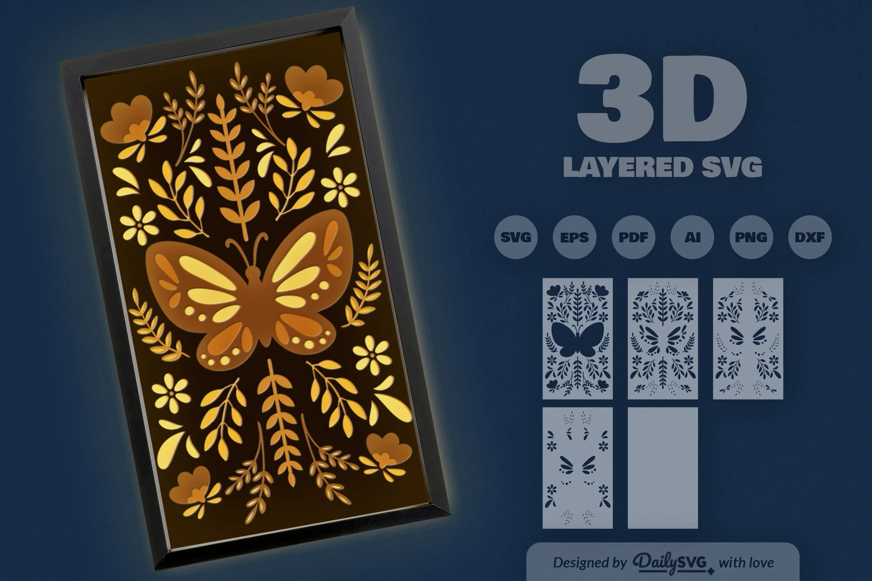 Butterfly Folk Art Papercut SVG Bundle - Image 3