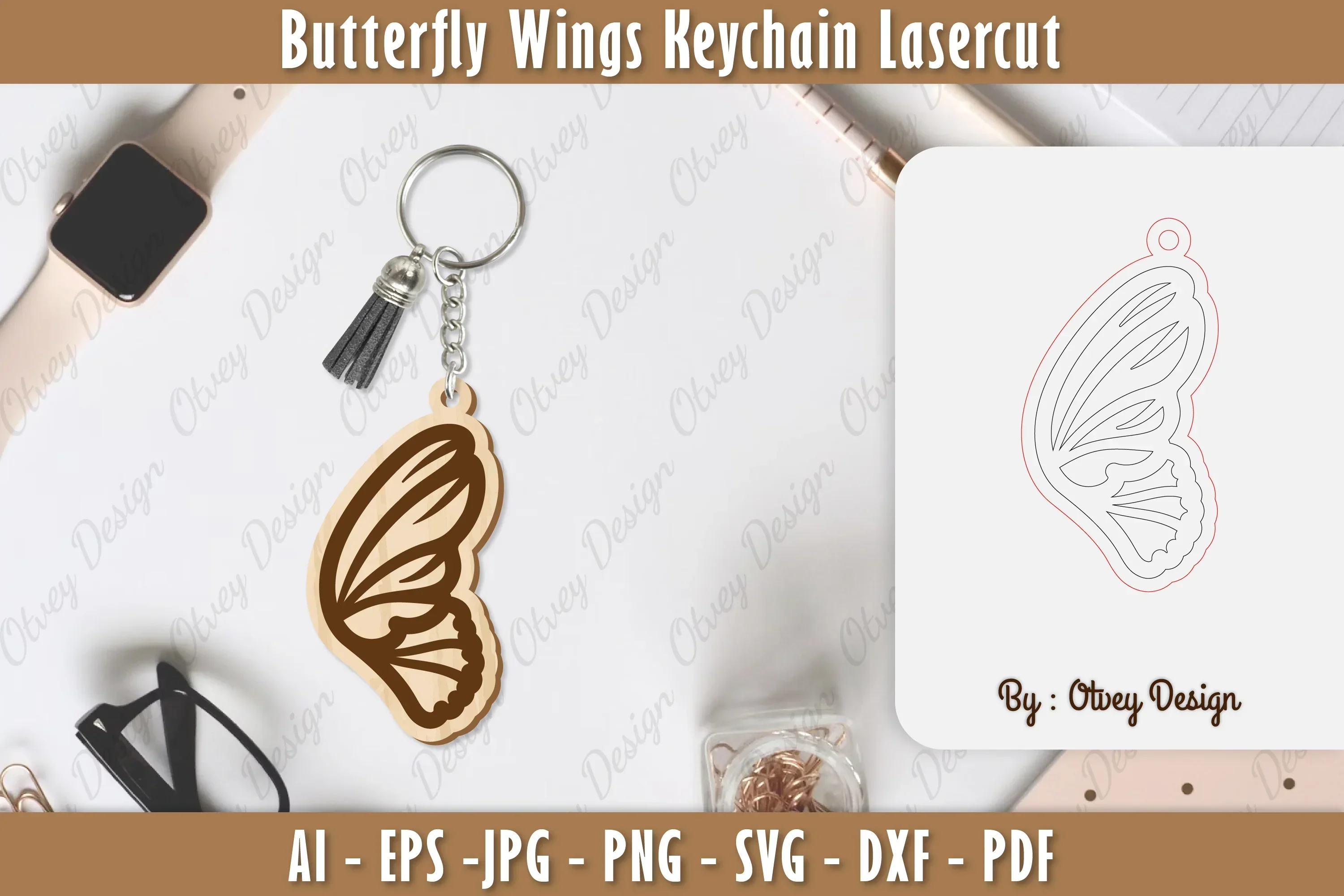 Butterfly Keychain Lasercut SVG Bundle
