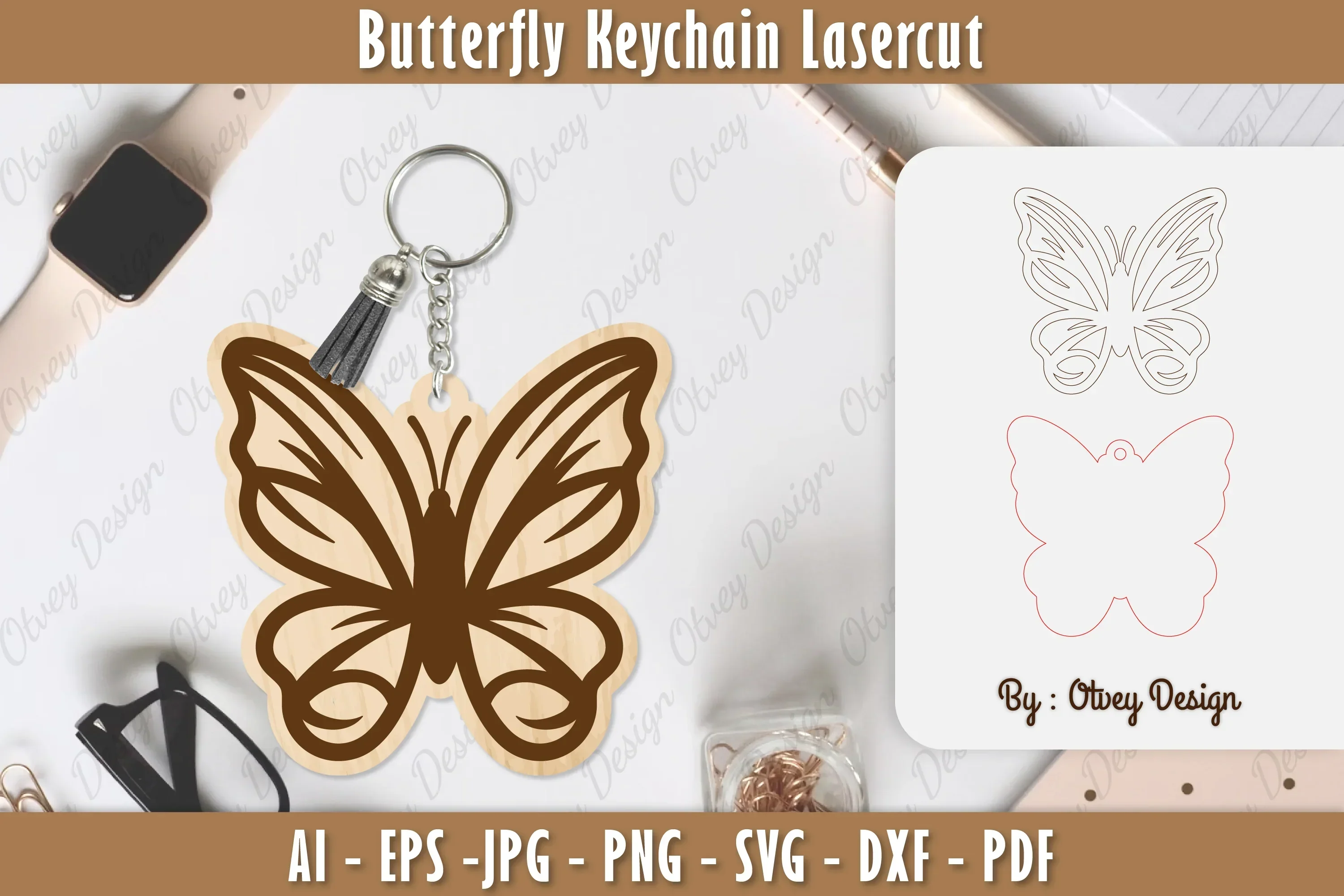 Butterfly Keychain Lasercut SVG Bundle