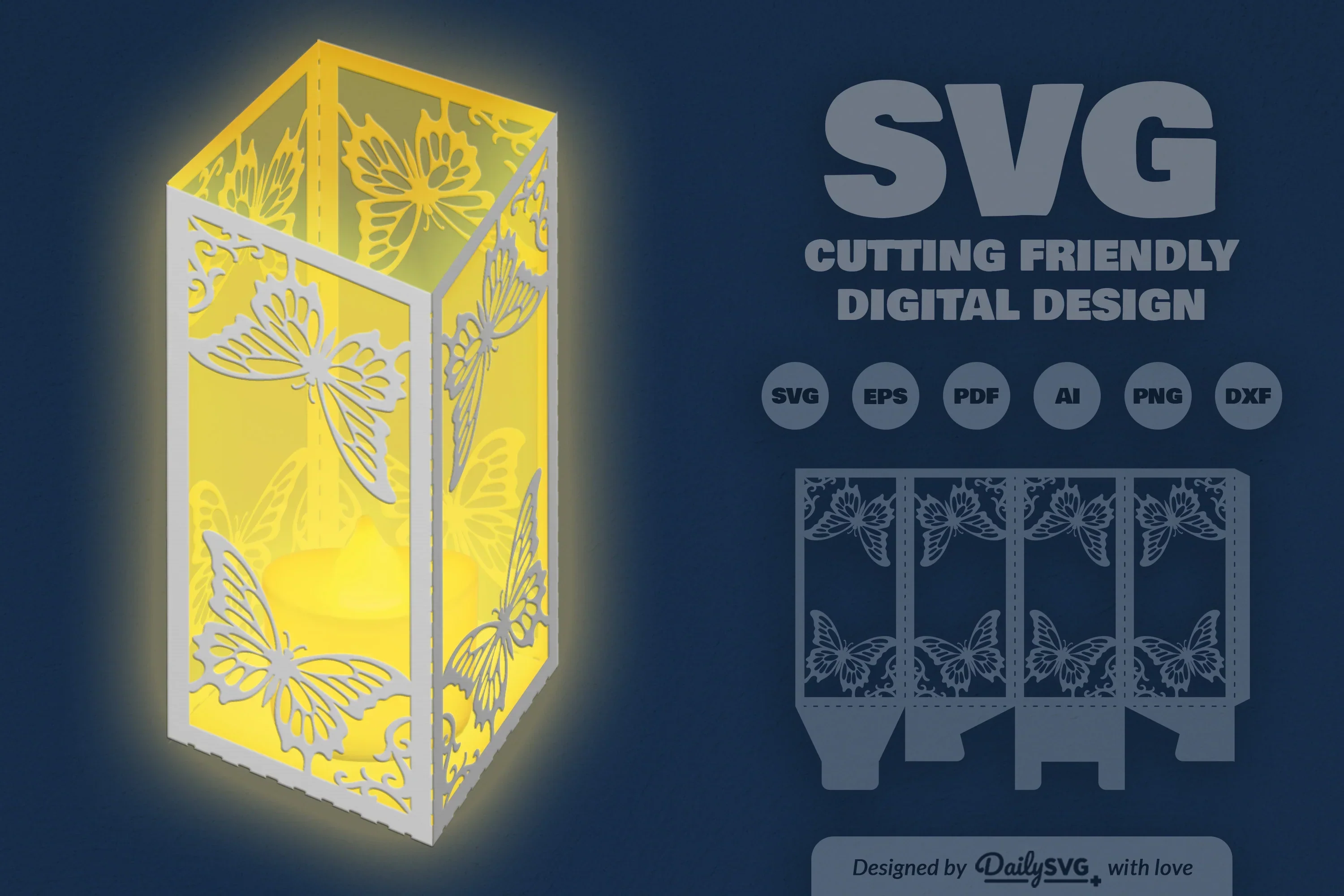 Butterfly Lantern Paper Cut Clipart - Daily SVG Bundles - Image 3