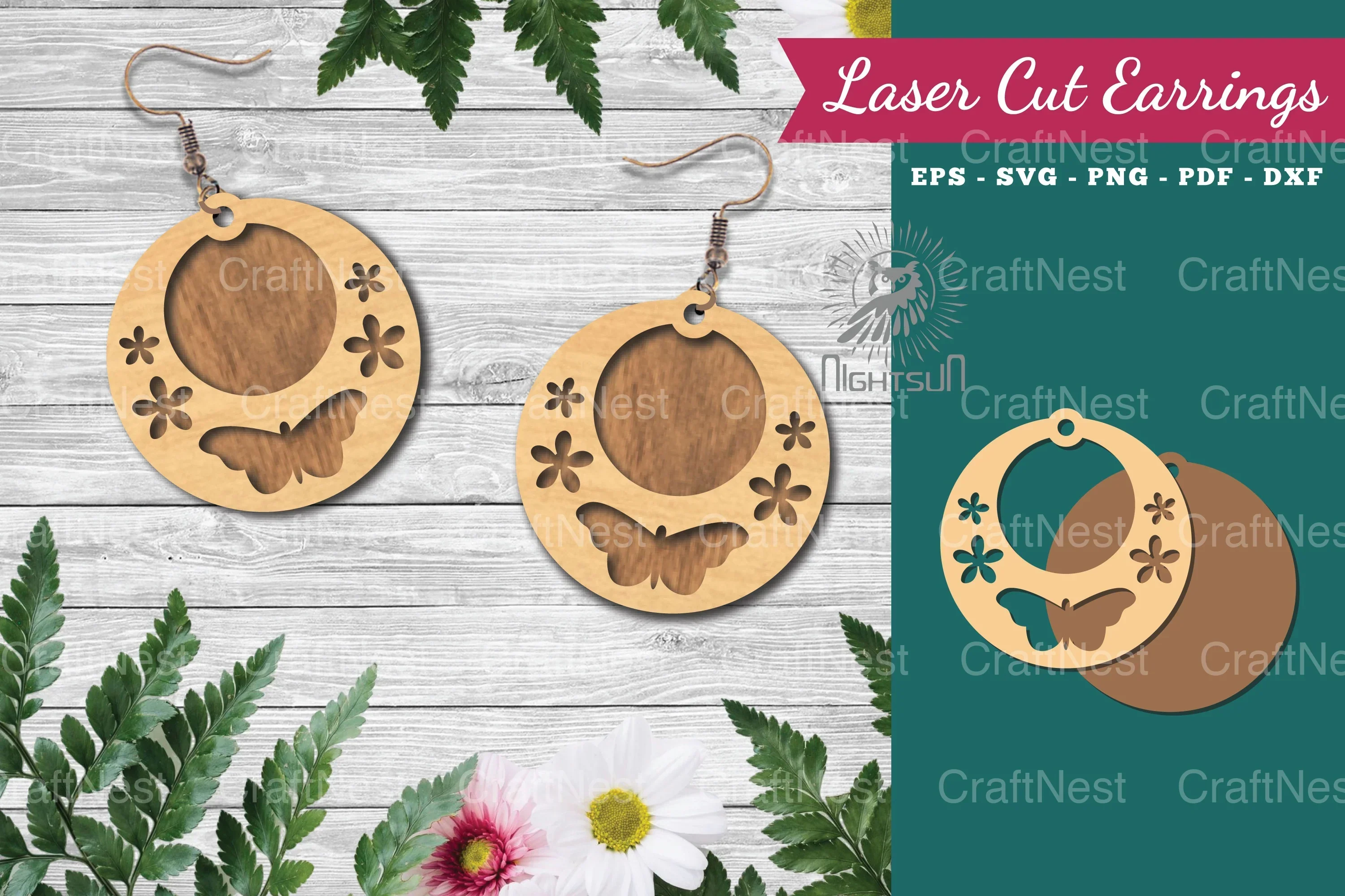Butterfly Laser Cut Earrings Design Bundle