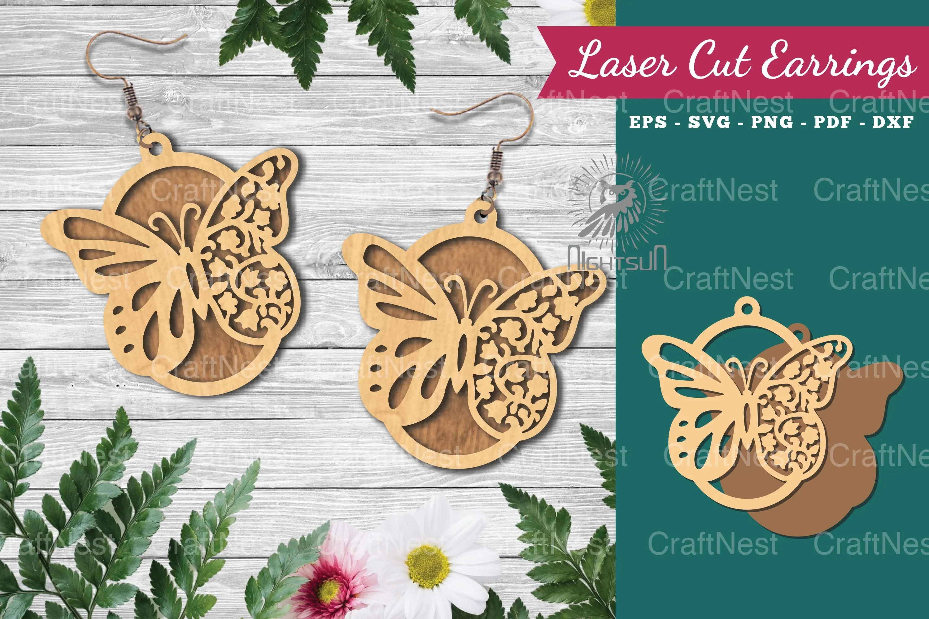 Butterfly Laser Cut Earrings Design Bundle