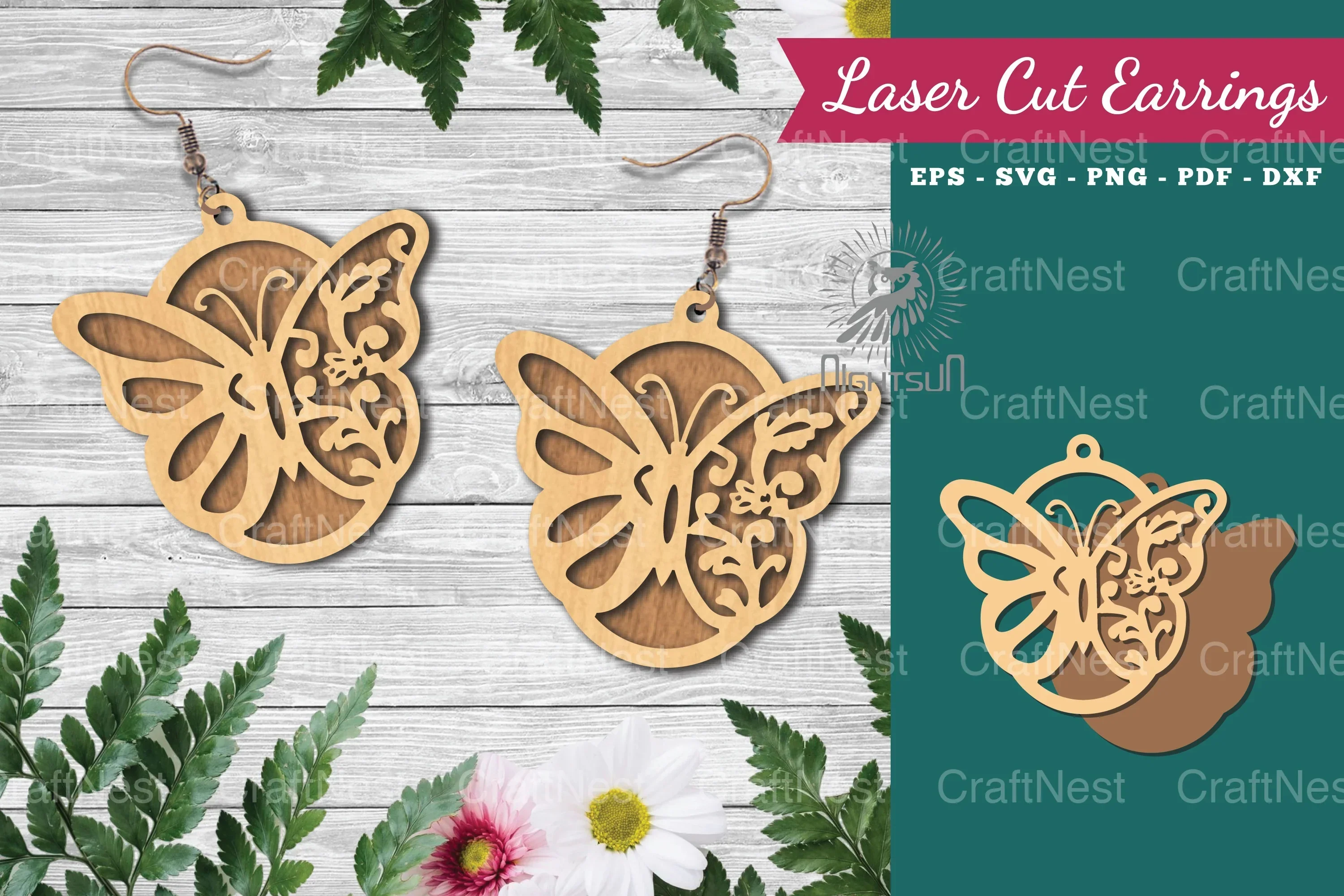 Butterfly Laser Cut Earrings Design Bundle
