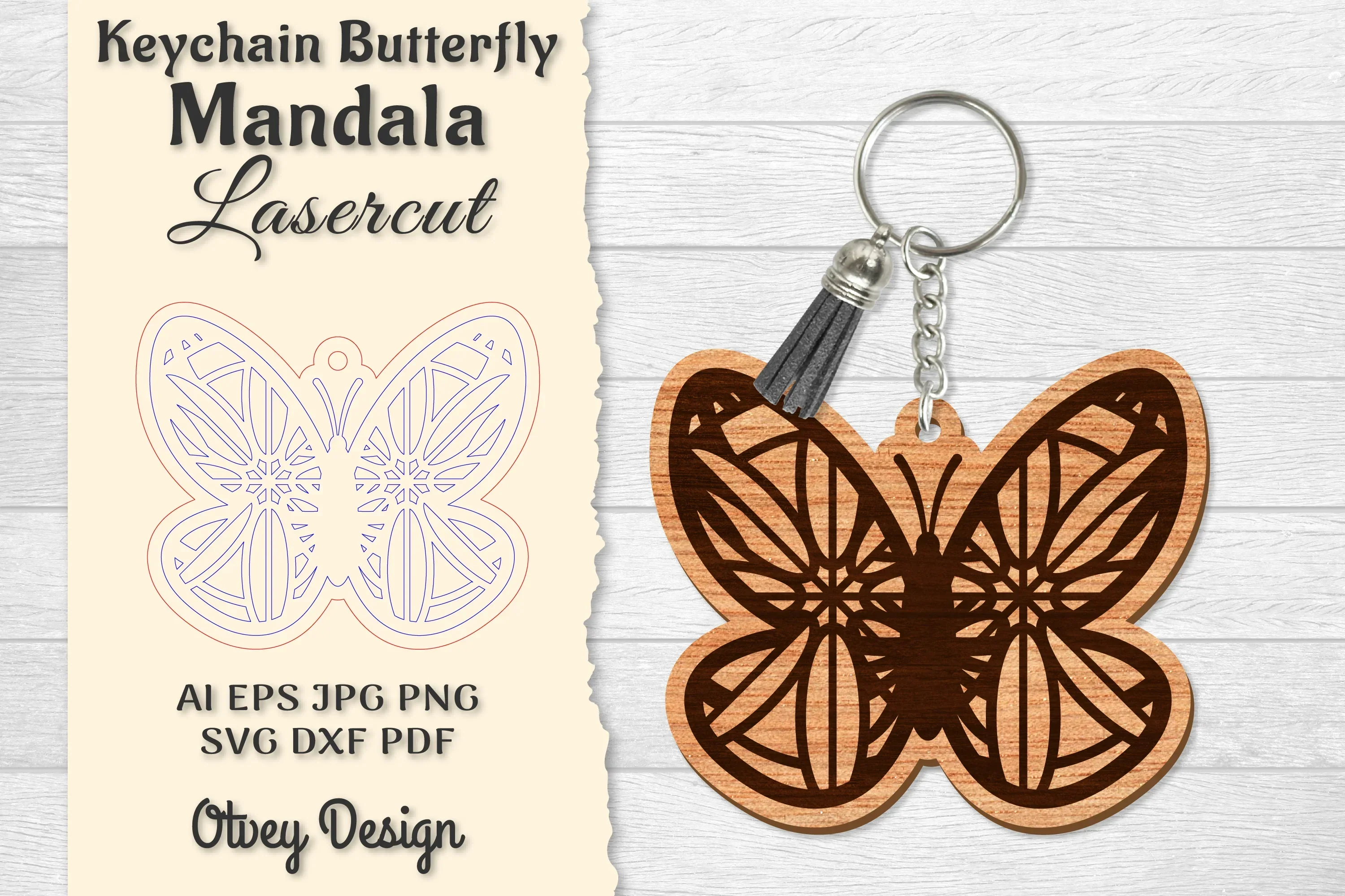 Butterfly Mandala Keychain SVG Bundle