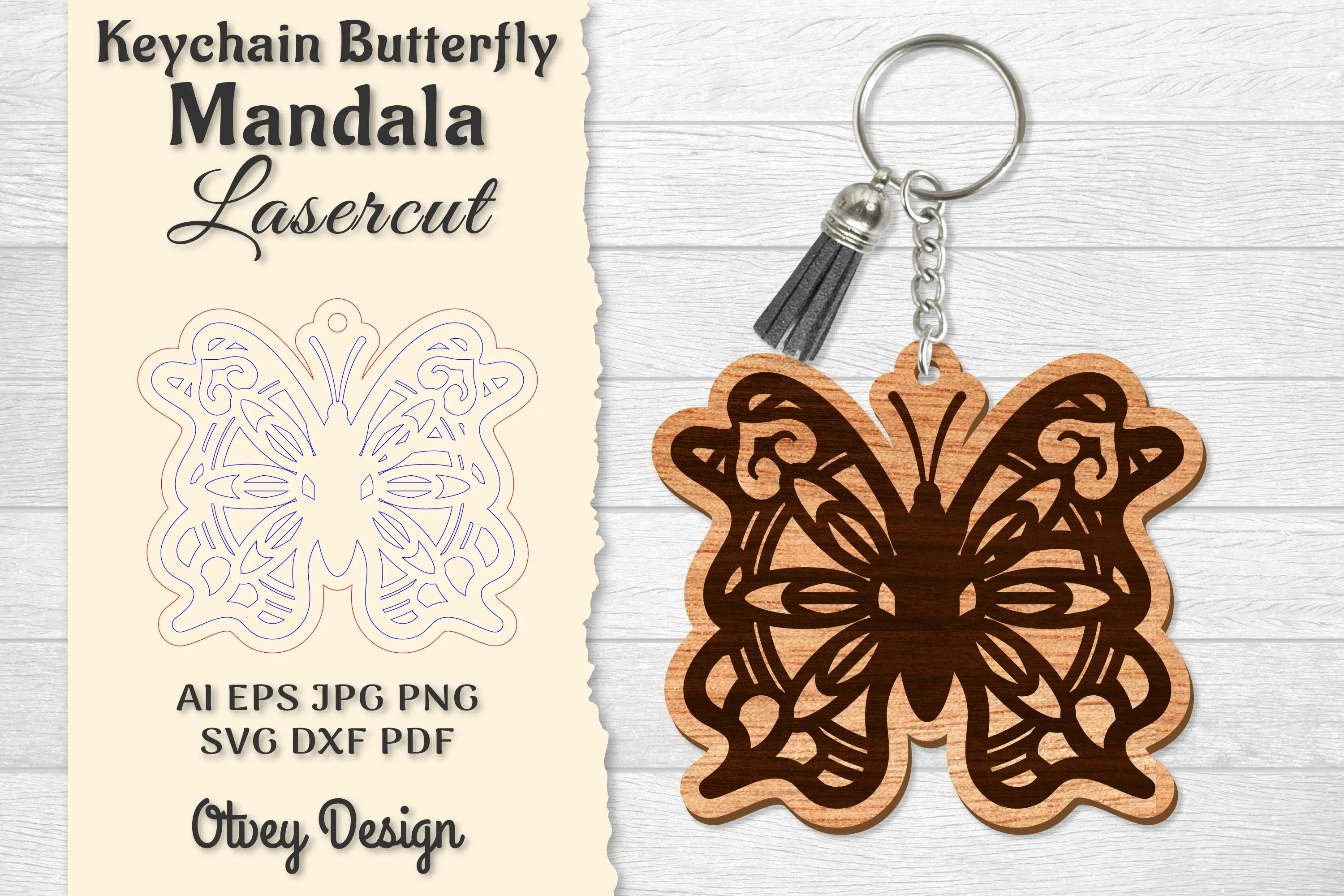 Butterfly Mandala Keychain SVG Bundle