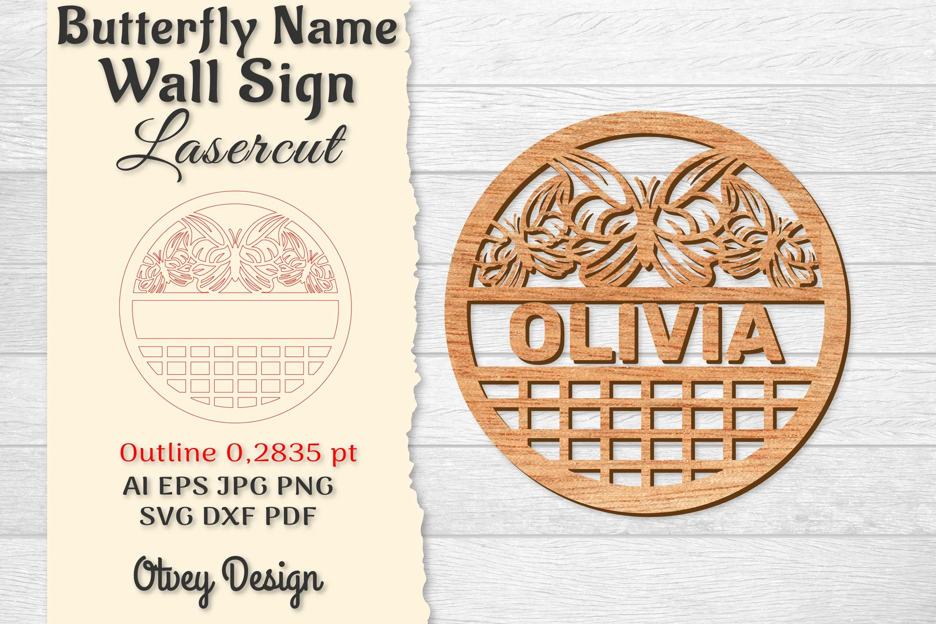 Butterfly Name Wall Art Sign SVG Bundle
