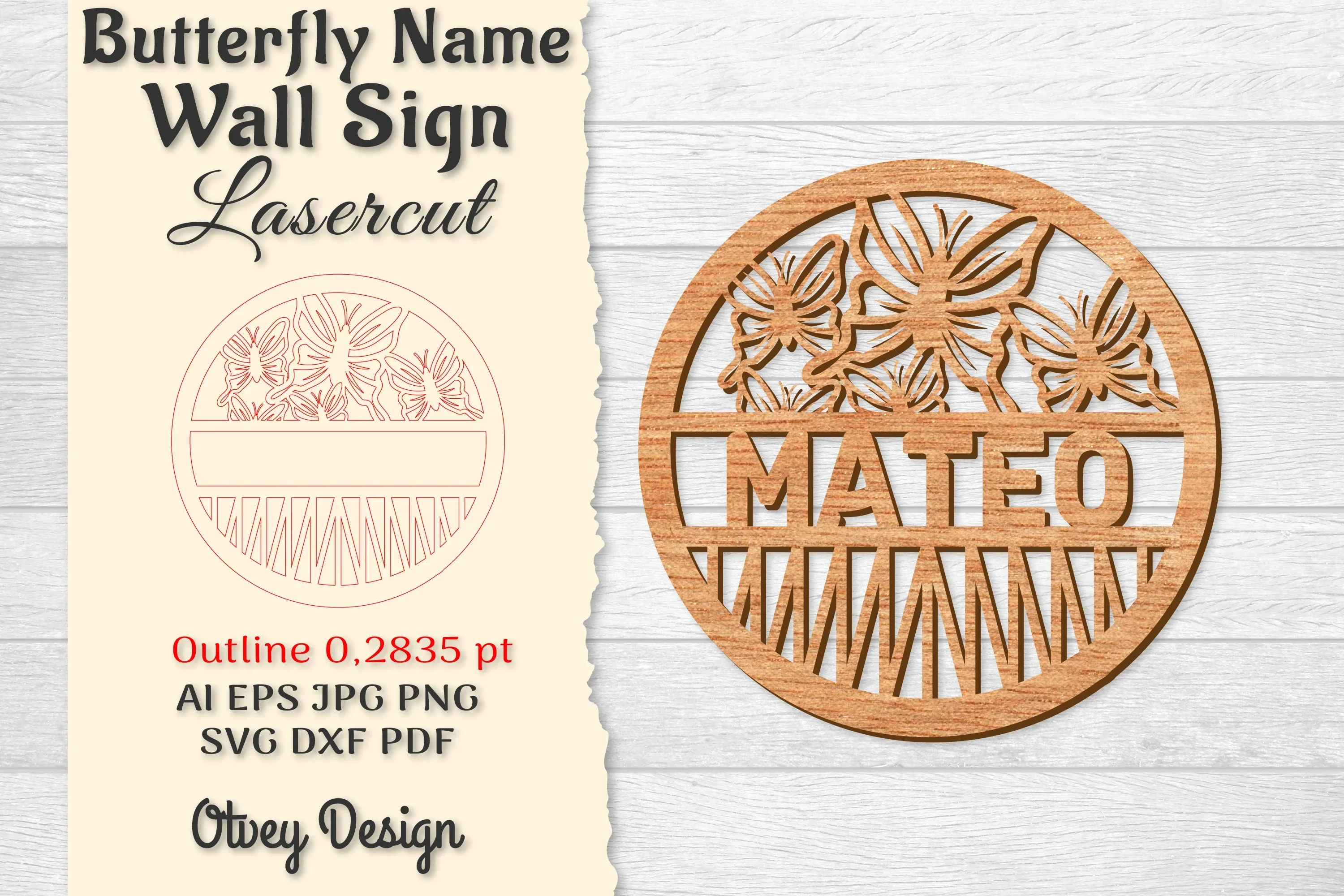 Butterfly Name Wall Art Sign SVG Bundle