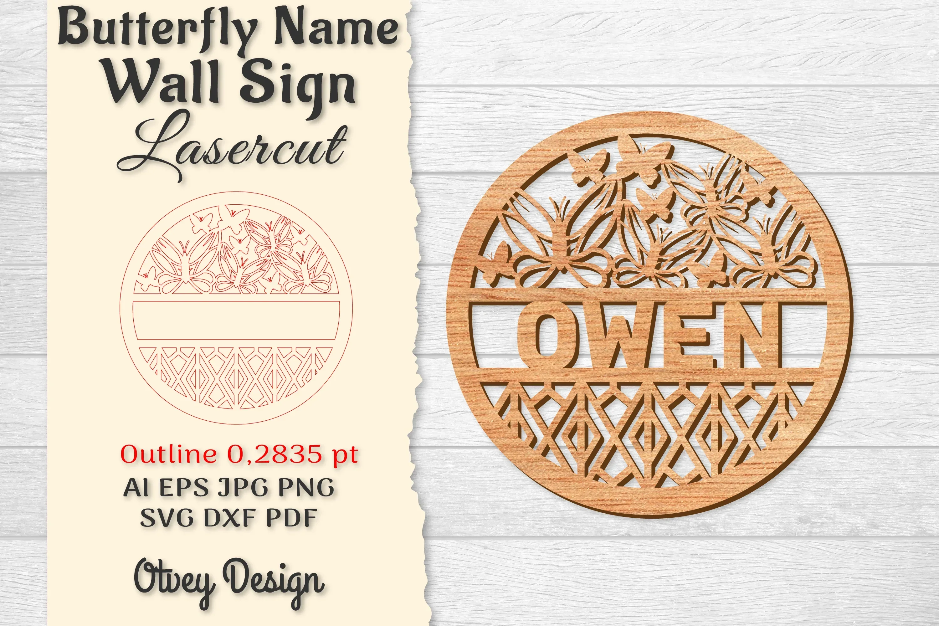 Butterfly Name Wall Art Sign SVG Bundle