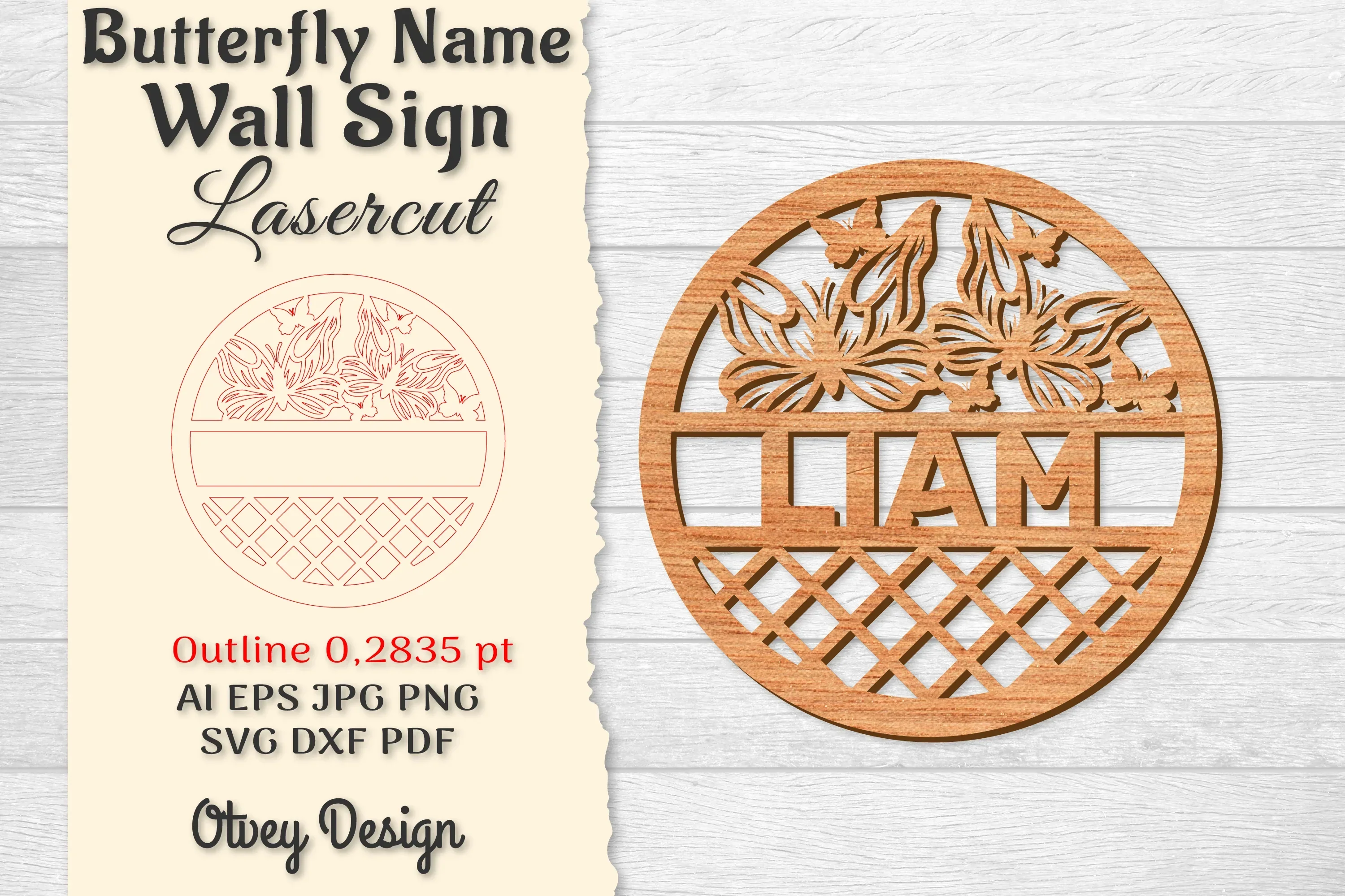 Butterfly Name Wall Art Sign SVG Bundle