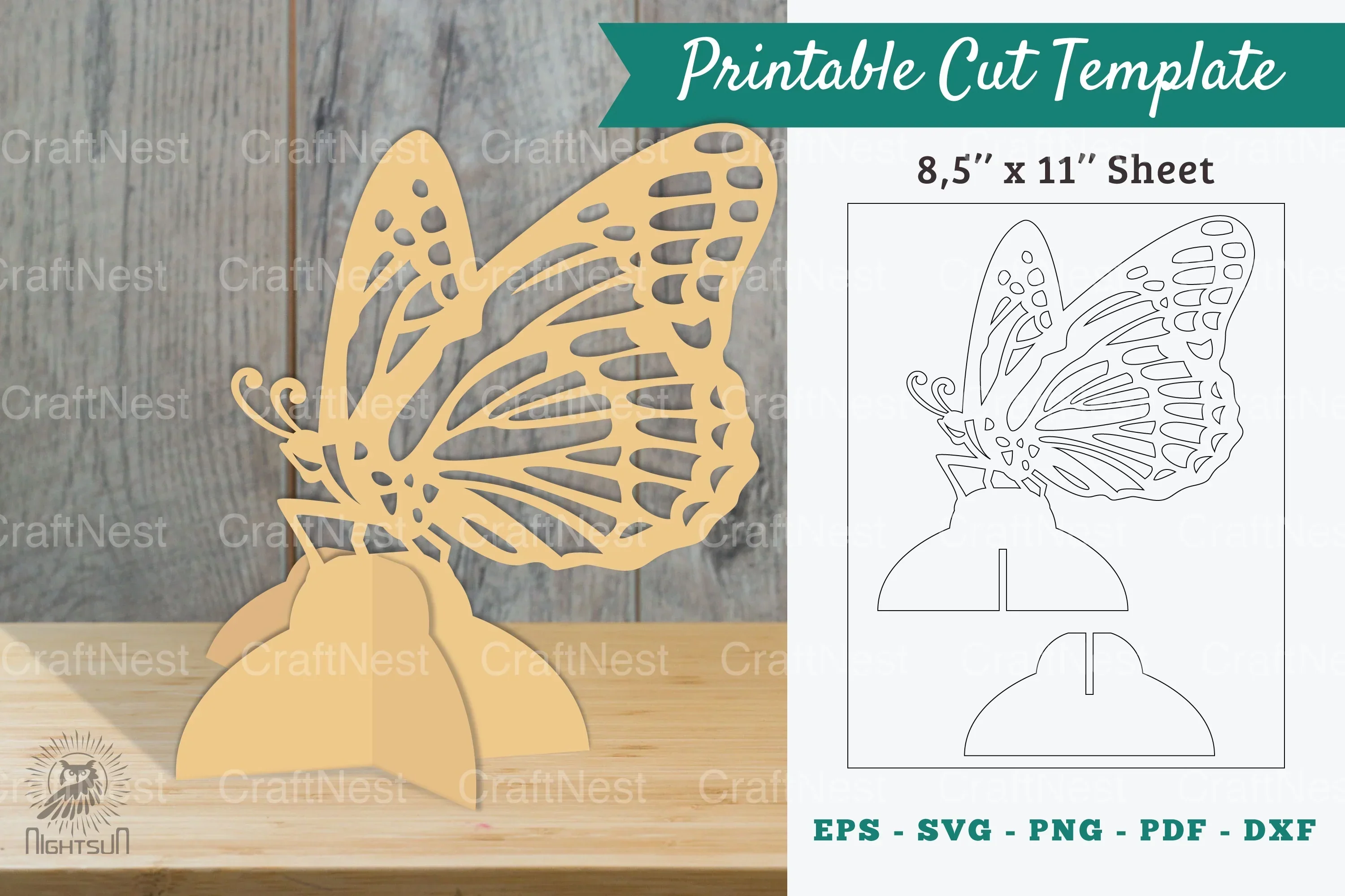 Butterfly Printable Cut Template Clipart Bundle