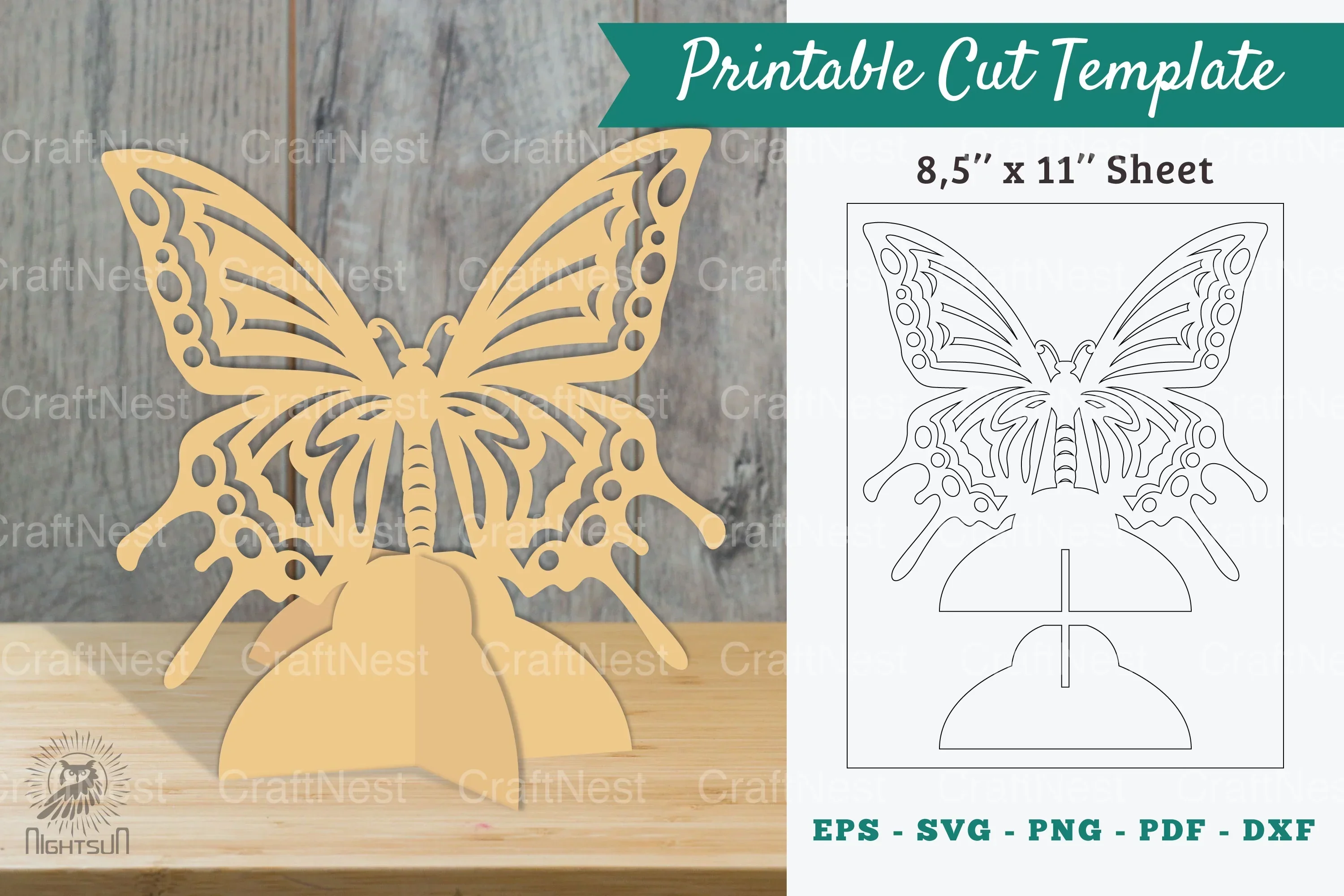 Butterfly Printable Cut Template Clipart Bundle
