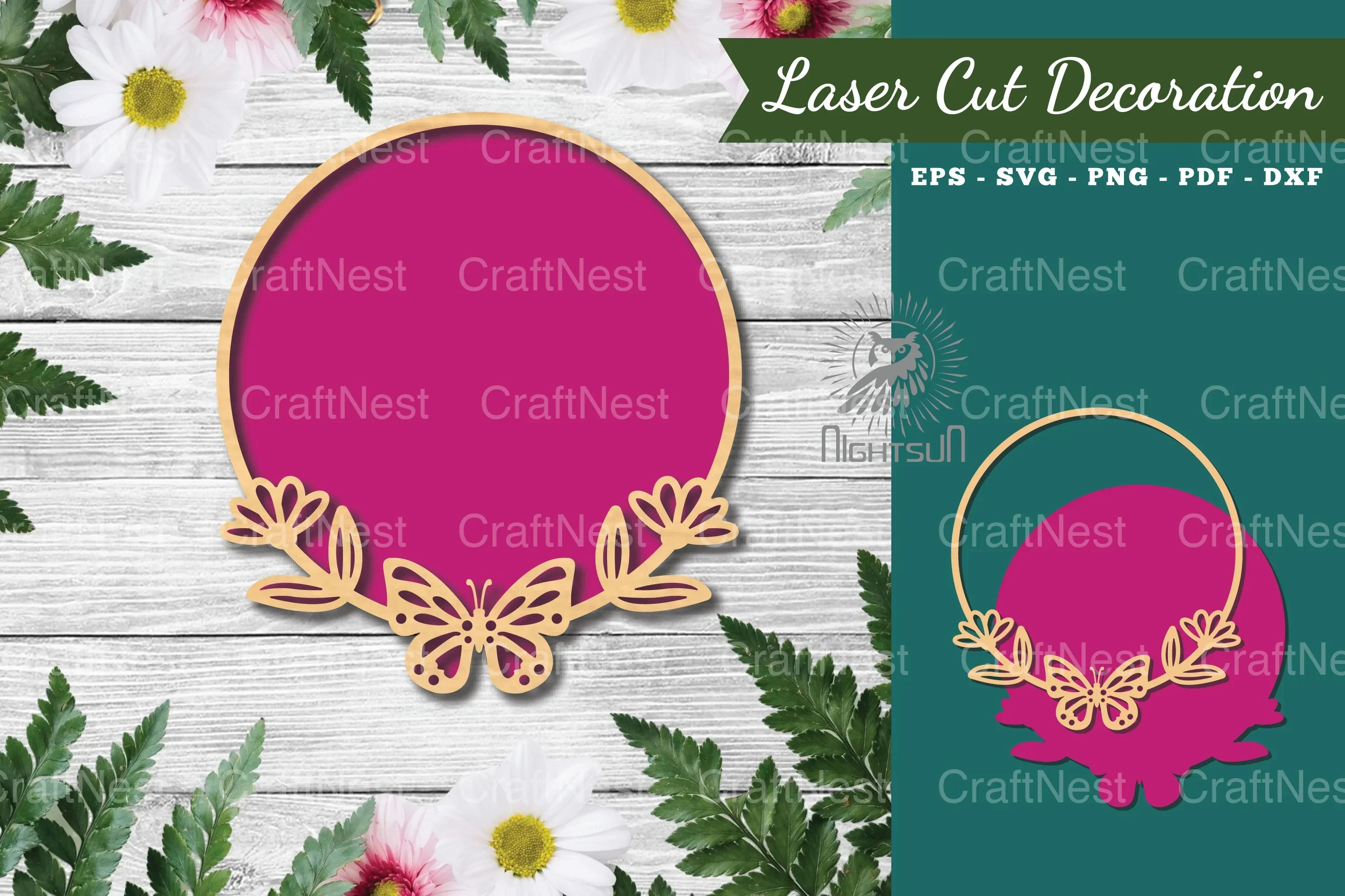Butterfly Round Laser Cut Sign Clipart Bundle