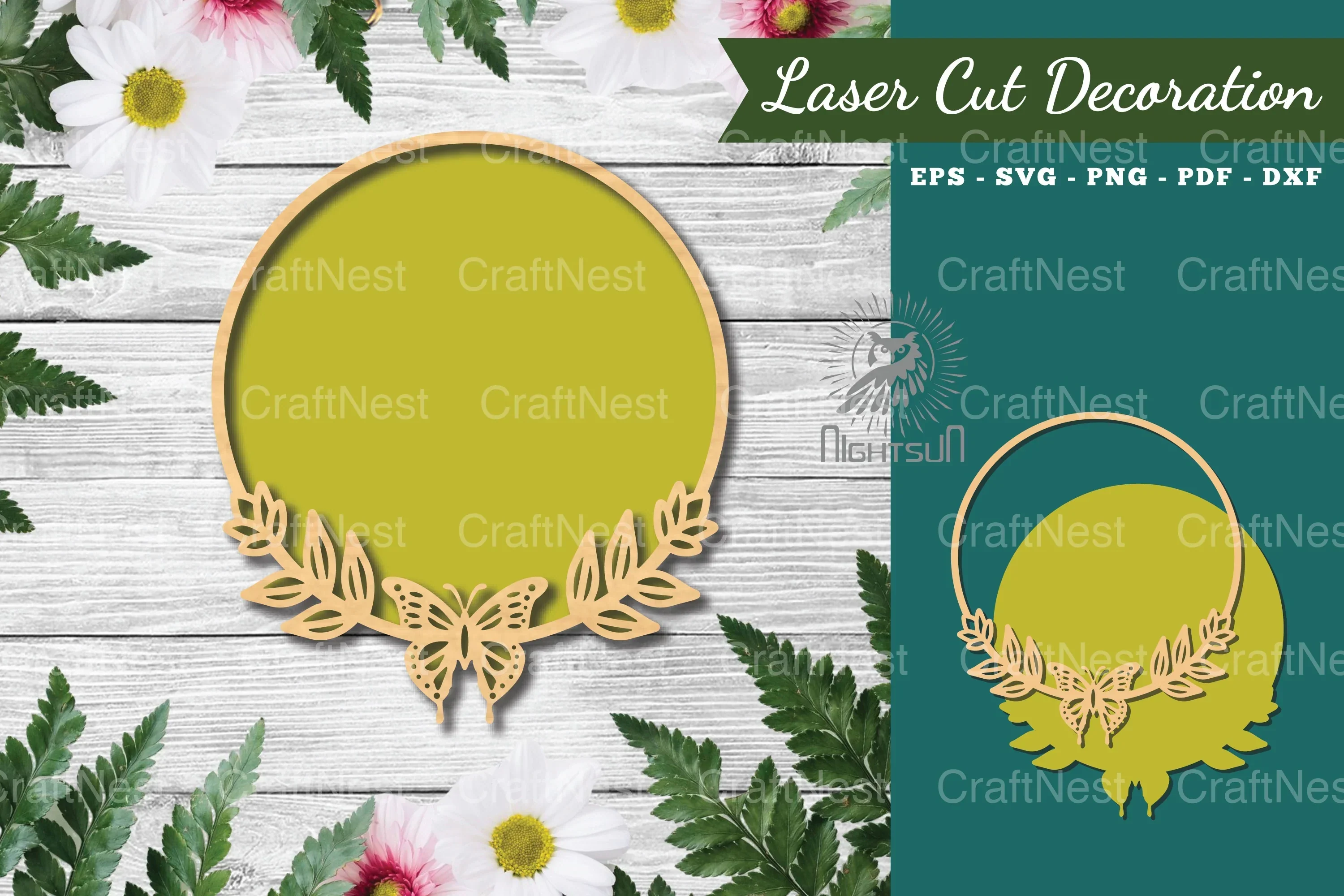 Butterfly Round Laser Cut Sign Clipart Bundle