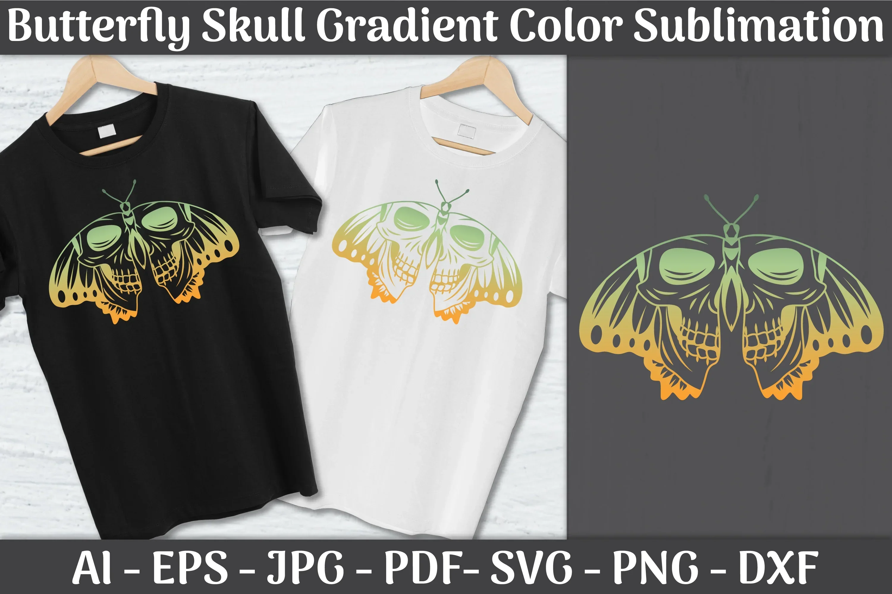 Butterfly Skull Gradient Color Sublimation SVG Bundle