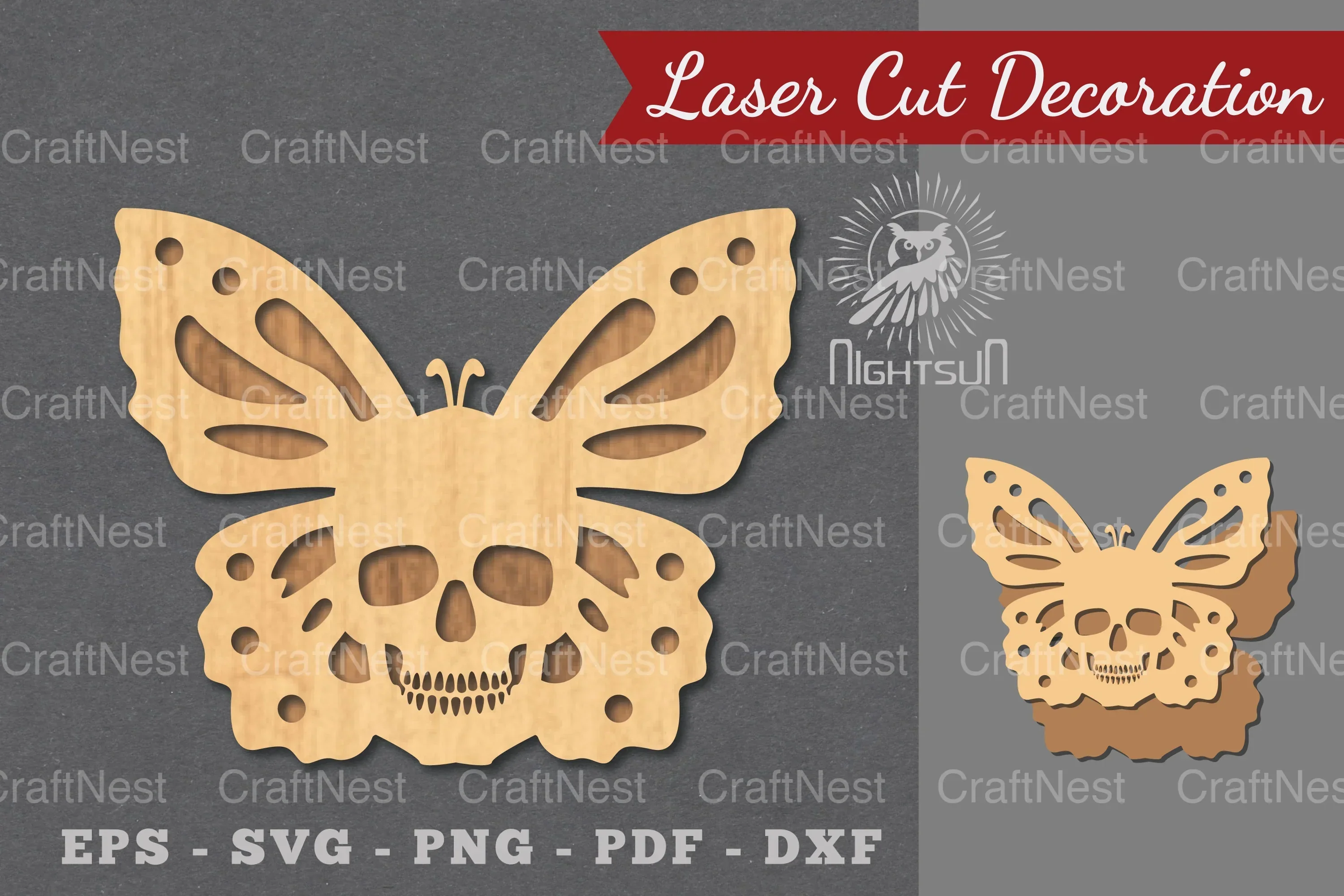 Butterfly Skull Laser Cut Decoration Bundle