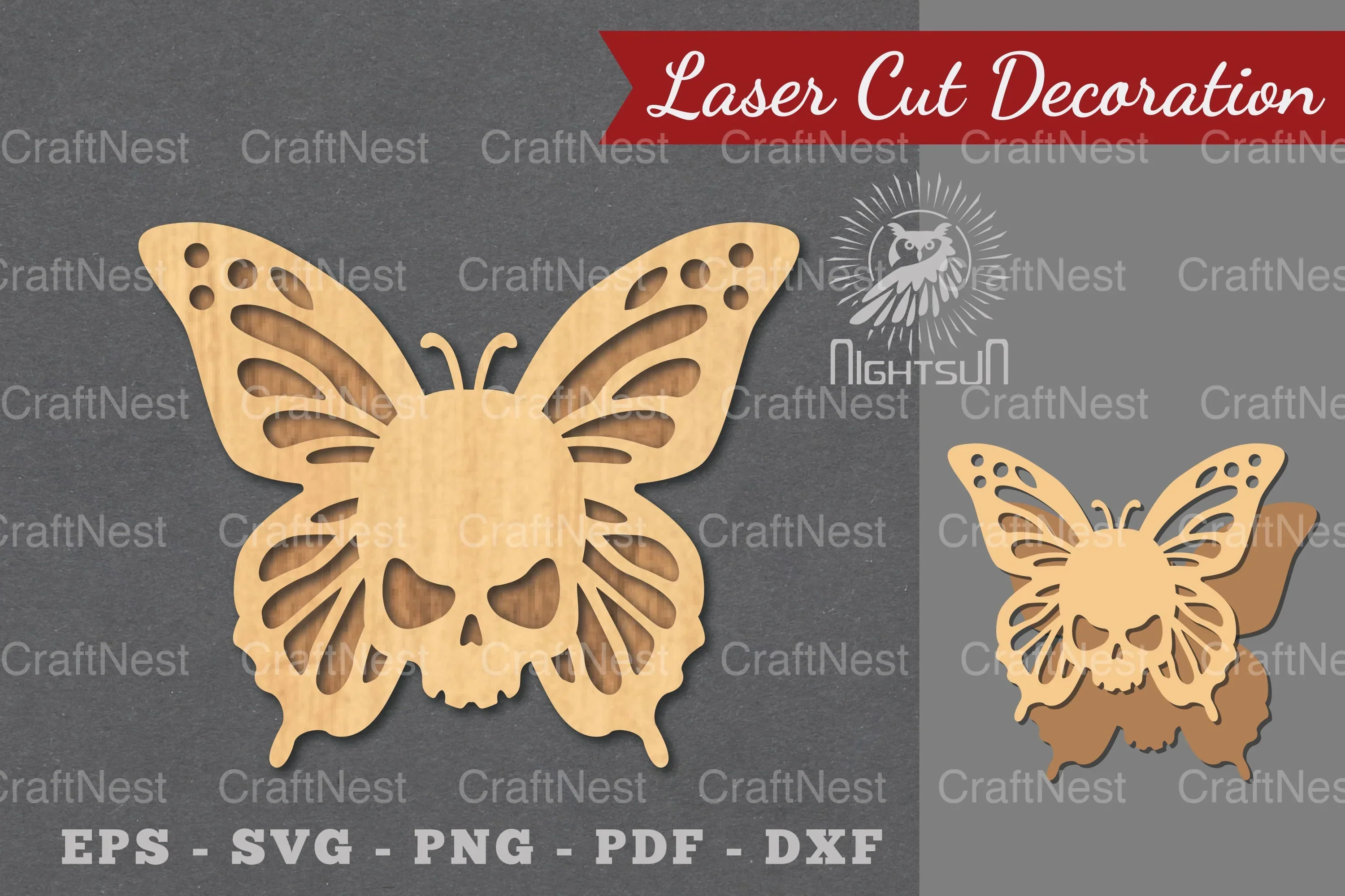 Butterfly Skull Laser Cut Decoration Clipart Bundle