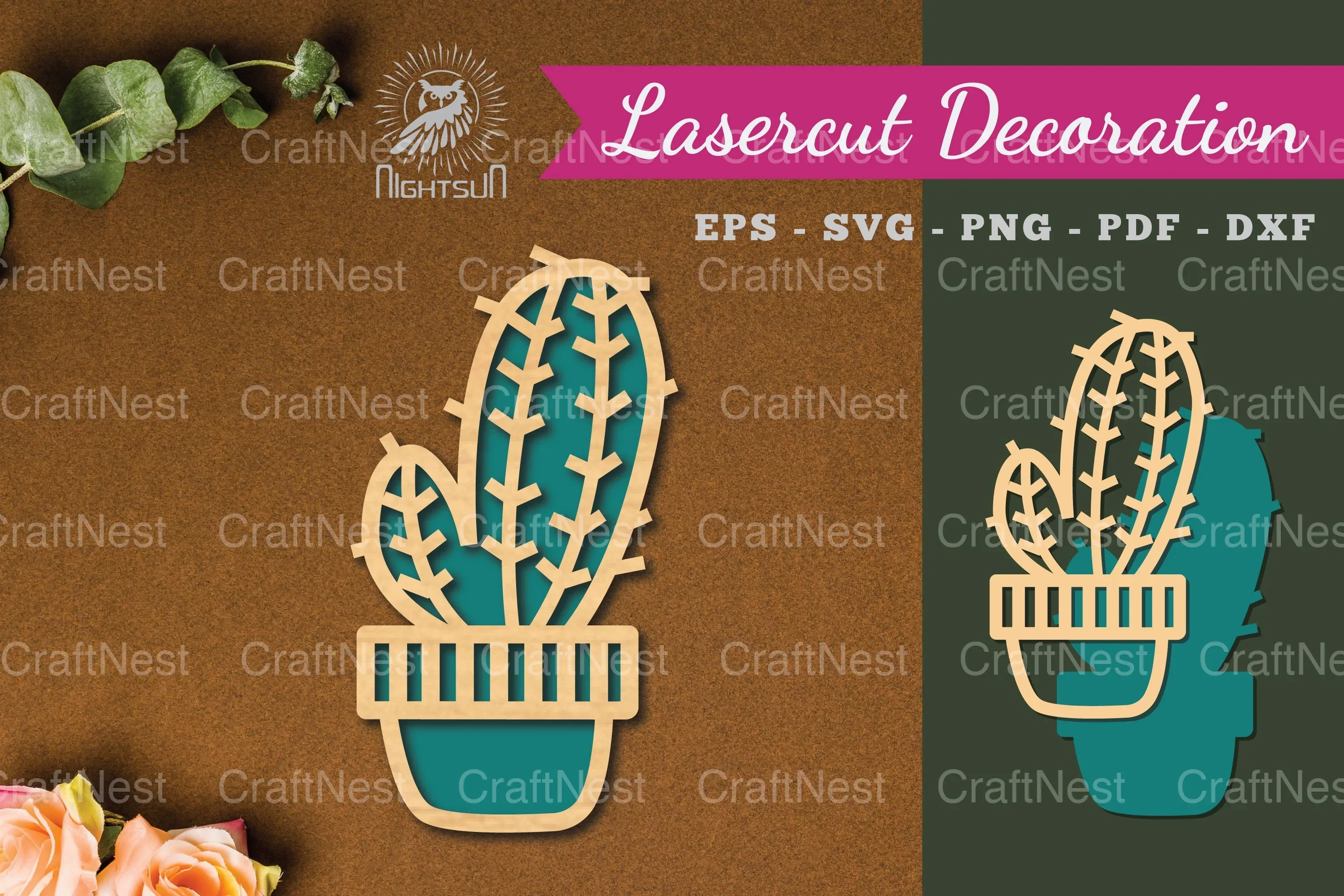 Cactus Laser Cut Decoration Clipart Bundle