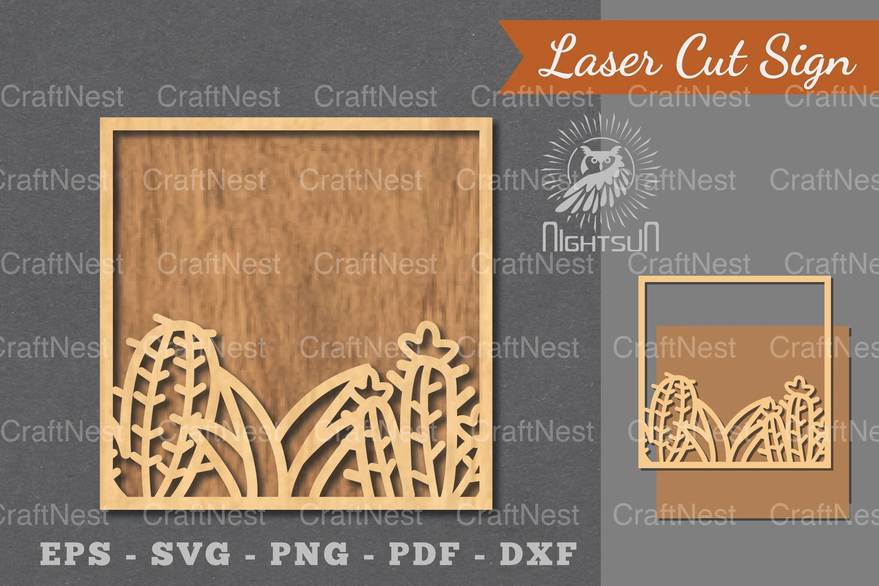 Cactus Laser Cut Sign Clipart Bundle