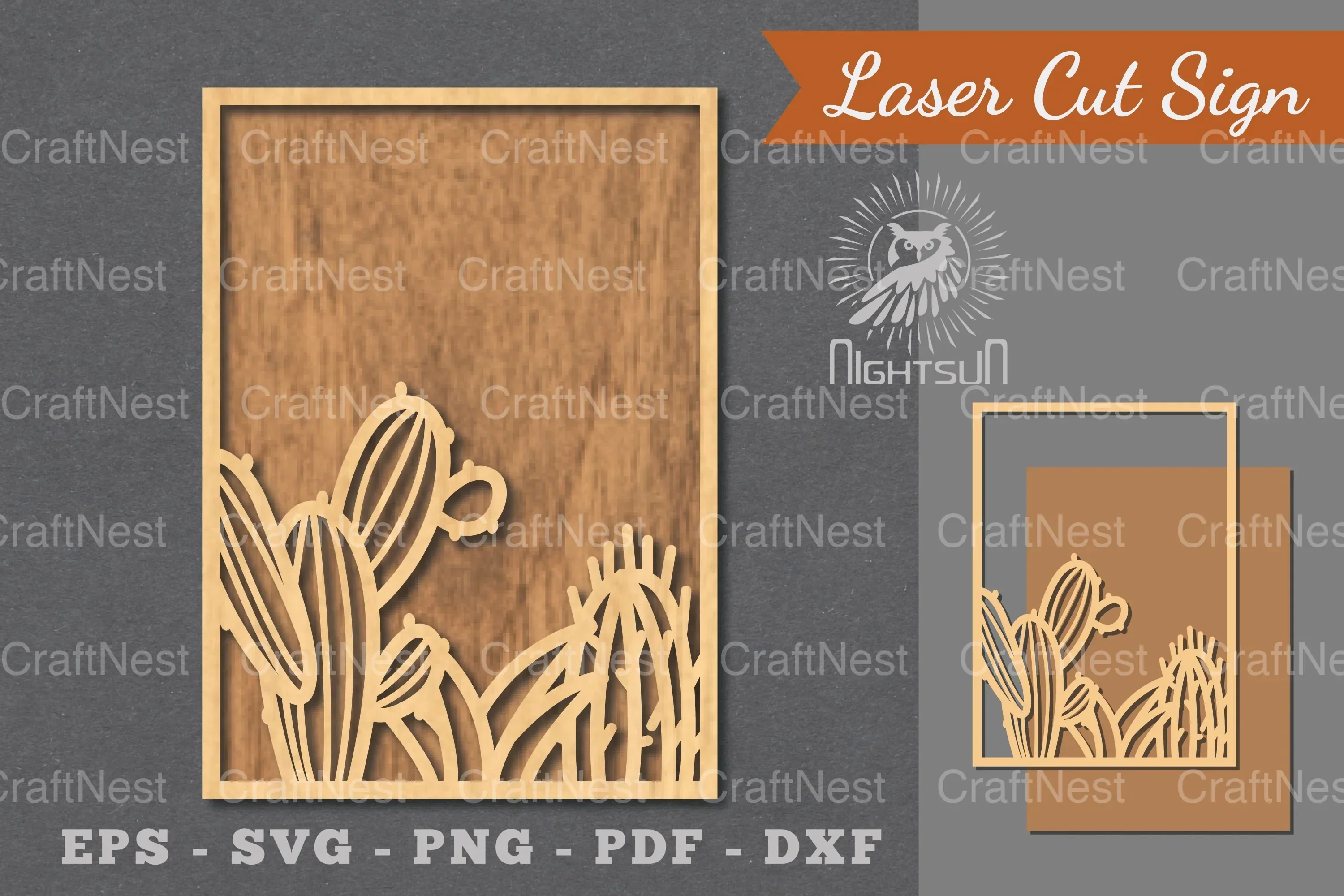 Cactus Laser Cut Sign Clipart Bundle