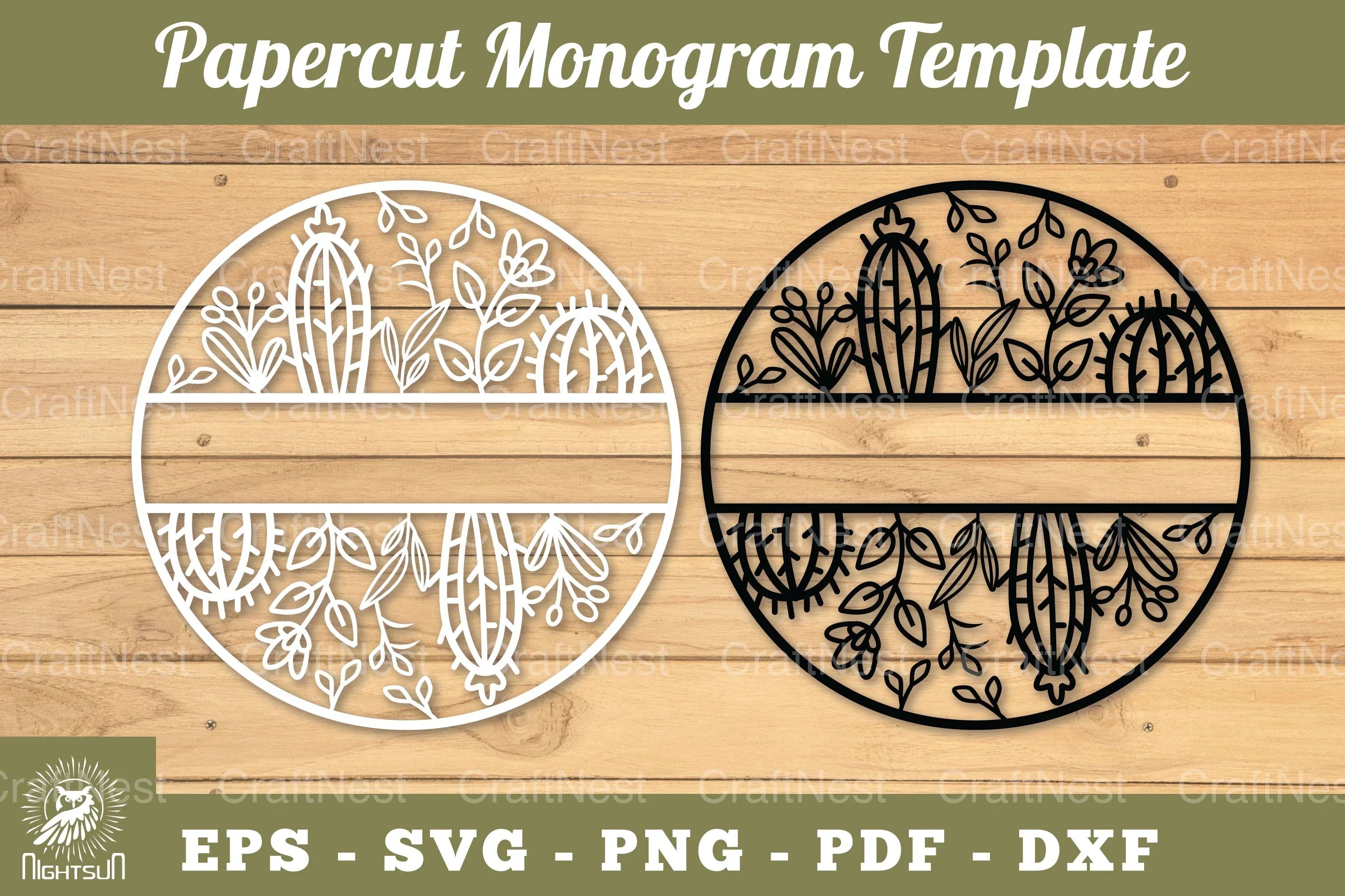 Cactus Papercut Monogram SVG Bundle