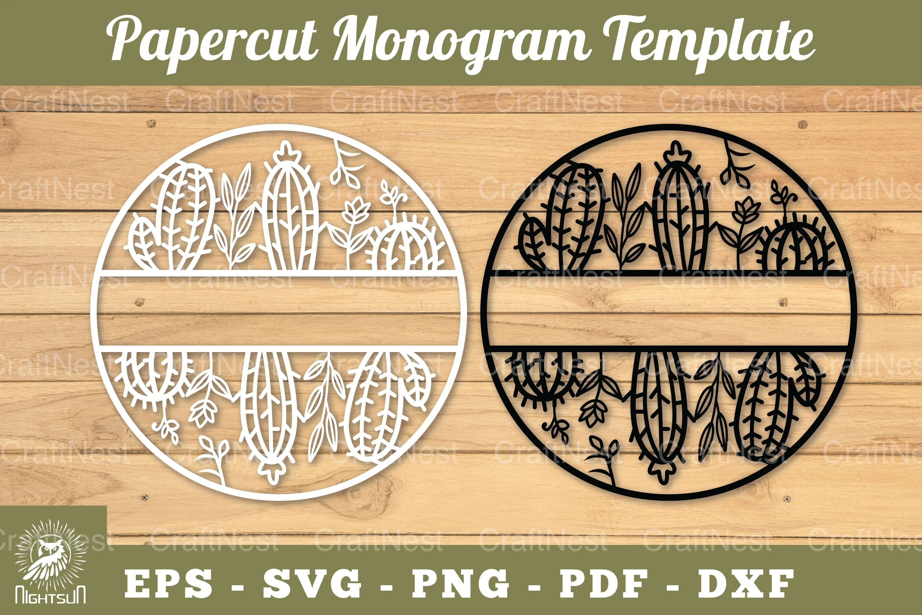 Cactus Papercut Monogram SVG Bundle