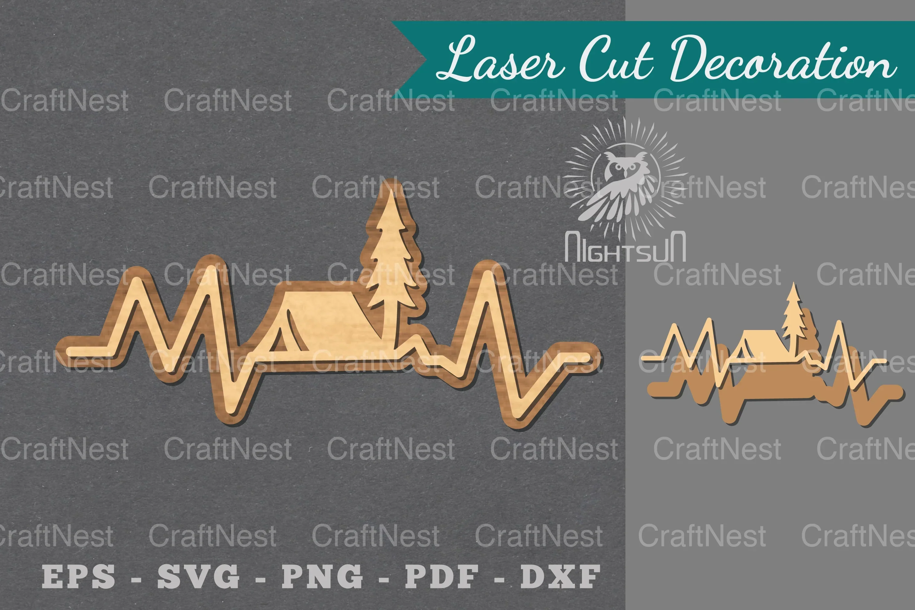 Camping Heartbeat Laser Cut Decoration Clipart Bundle