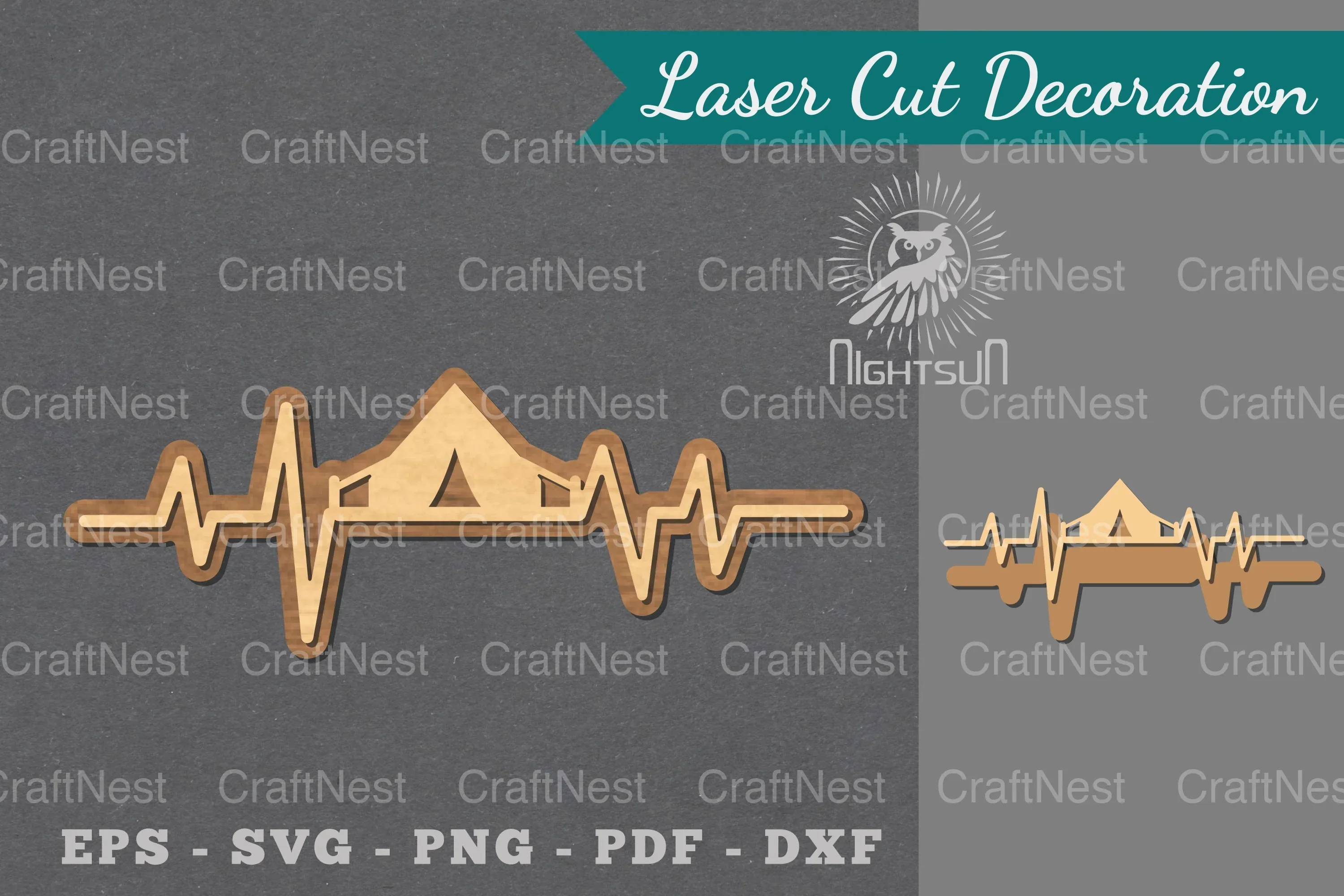 Camping Heartbeat Laser Cut Decoration Clipart Bundle