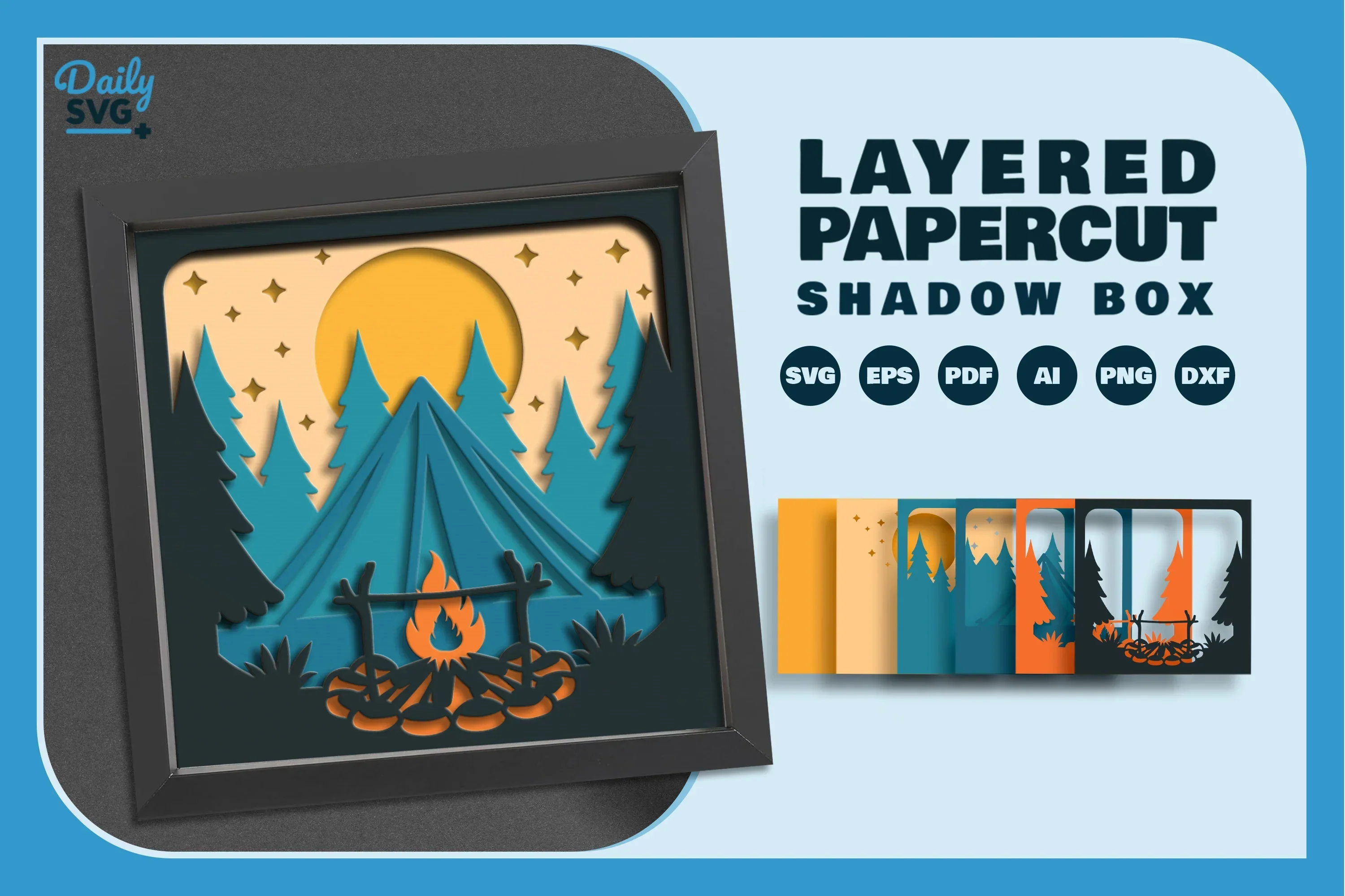 Camping in Nature Papercut SVG Bundle - Image 2