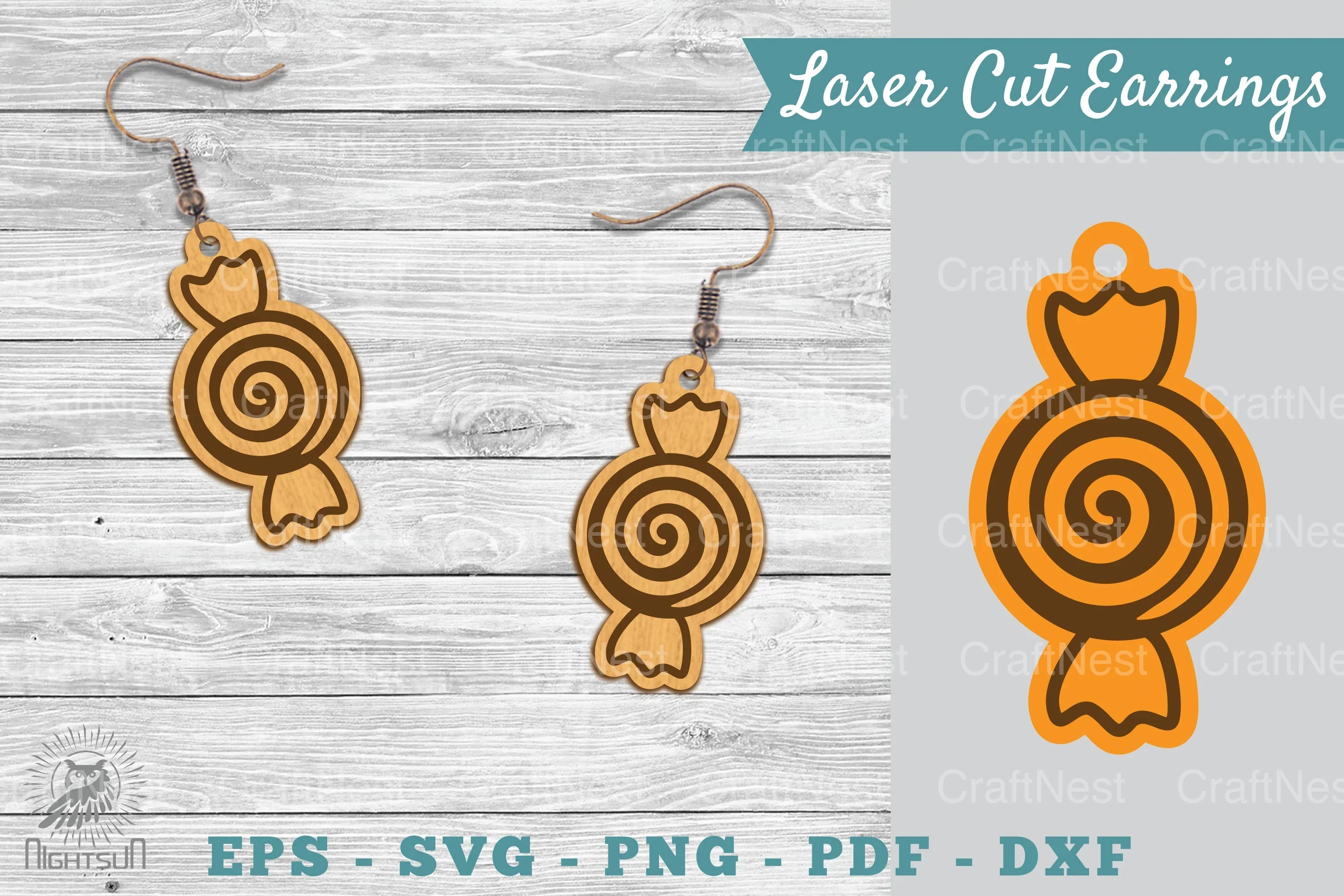 Candy Laser Cut Earrings SVG Bundle