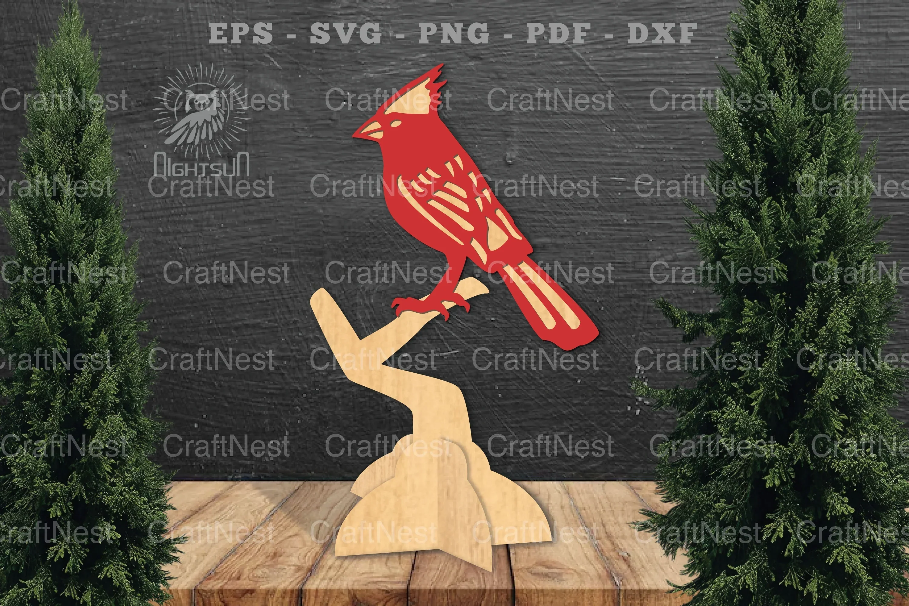 Cardinal Bird Laser Cut Home Decor Clipart Bundle