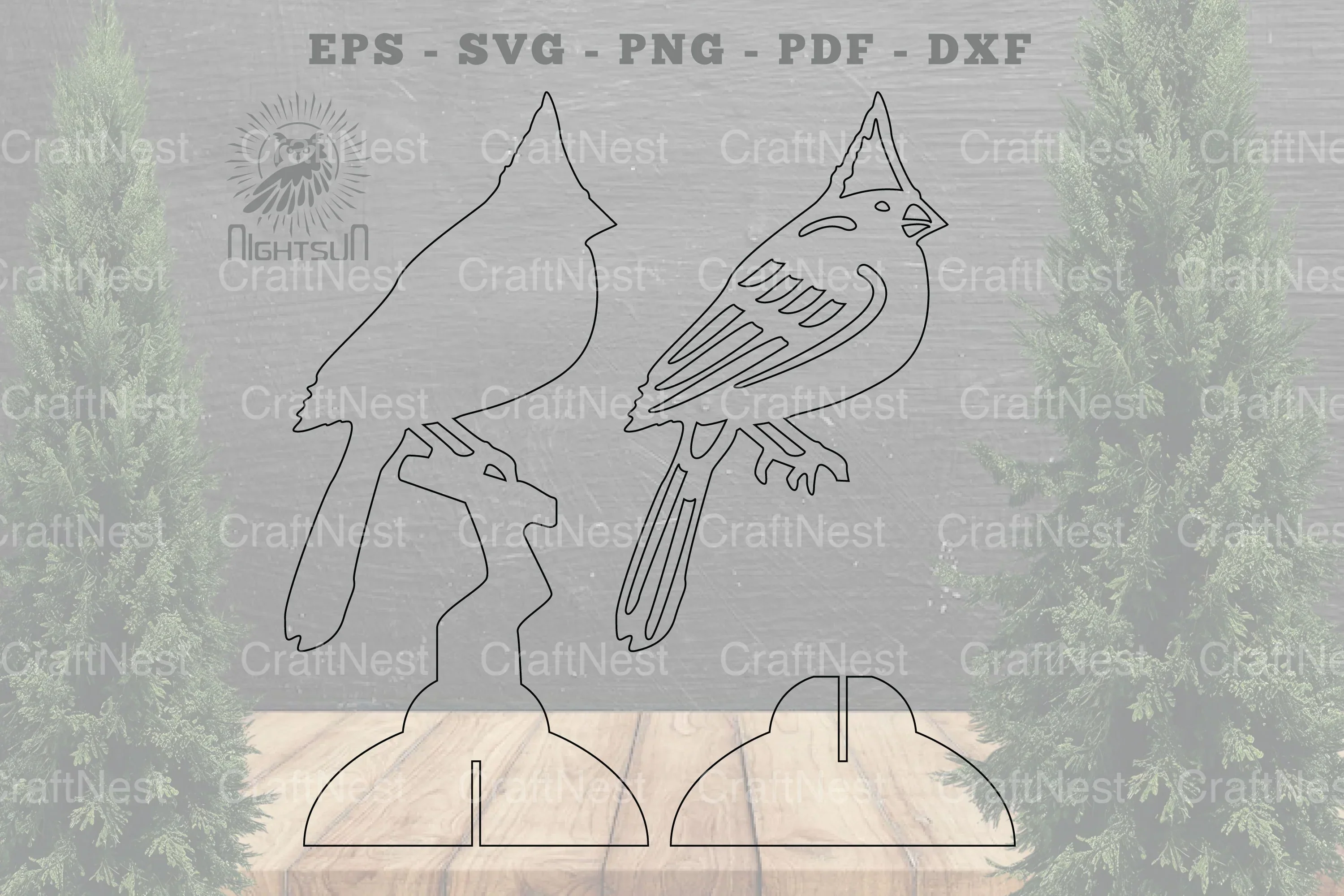 Cardinal Bird Laser Cut Home Decor Clipart Bundle - Image 2