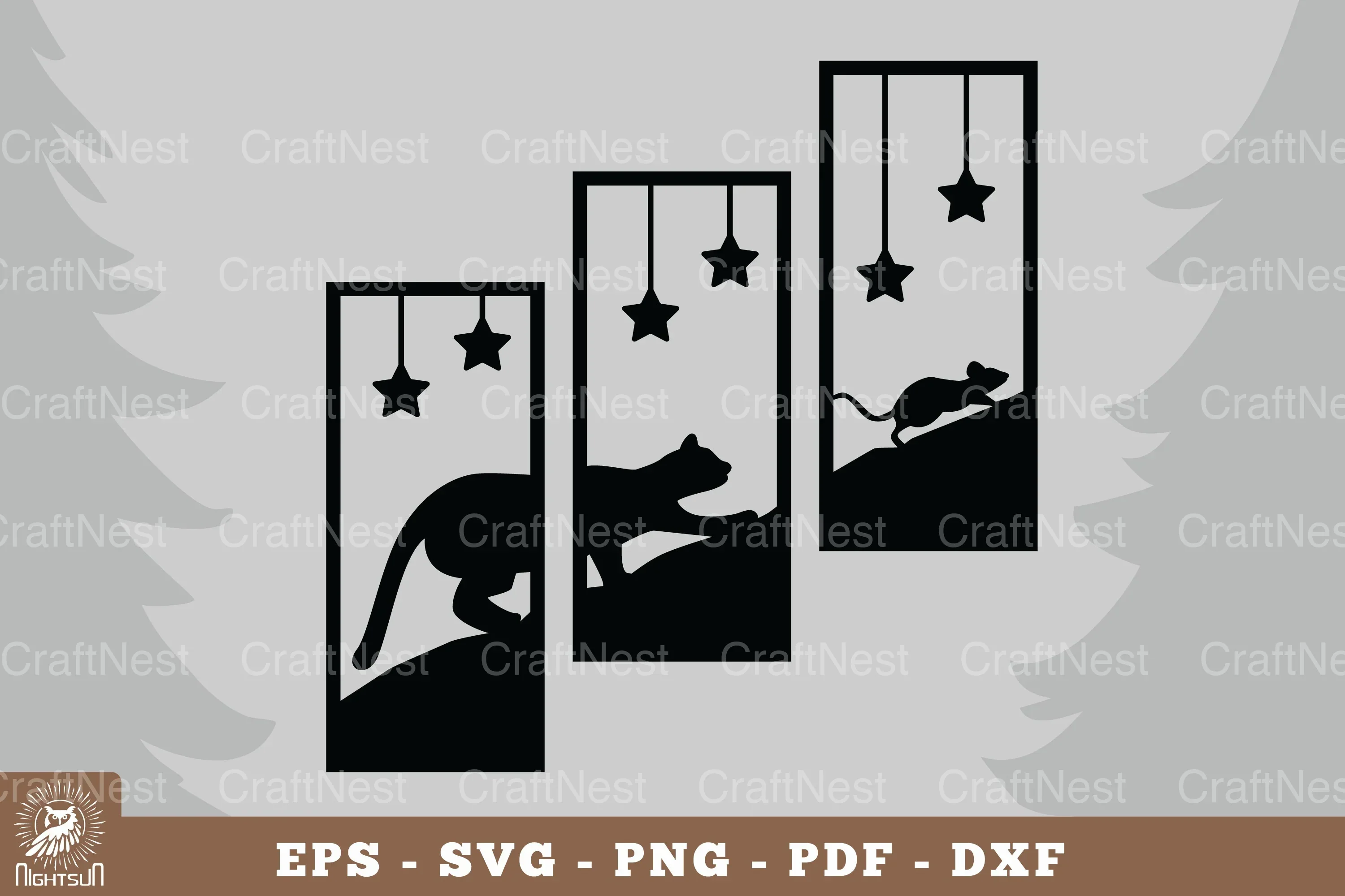 Cat Hunting Mice Home Decor Clipart Bundle