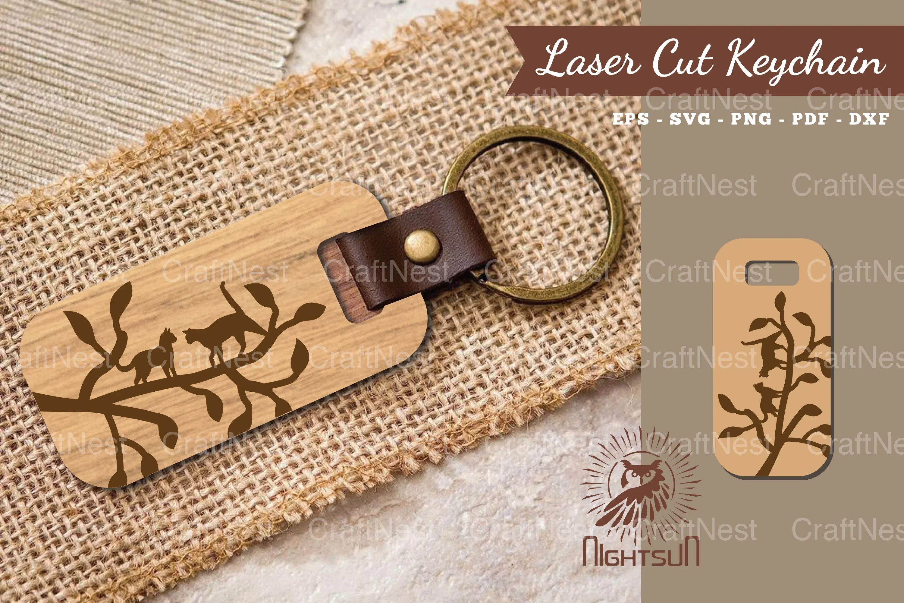 Cat Laser Cut Keychain SVG Bundle
