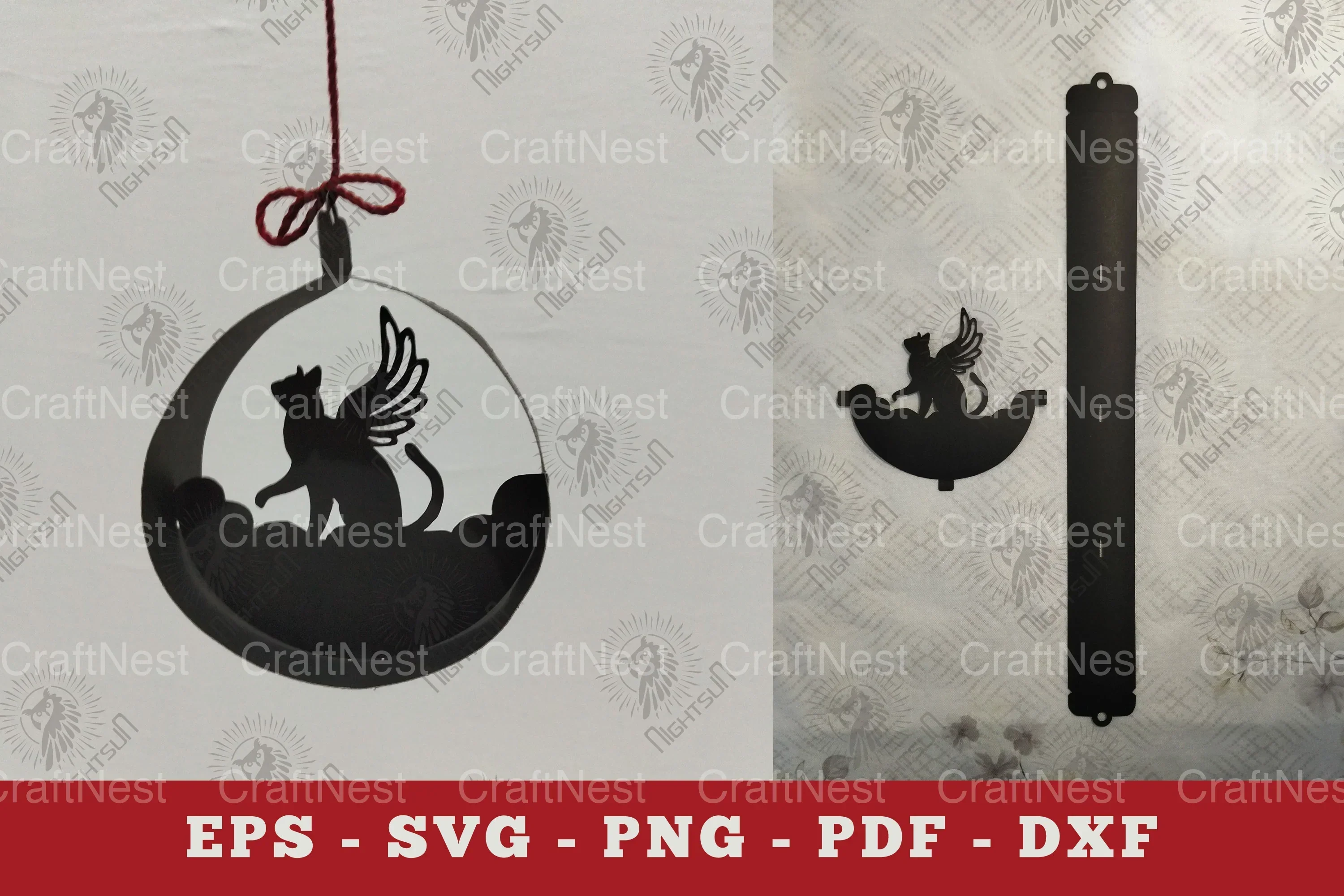 Cat Memorial Papercut Ornament Clipart Bundle